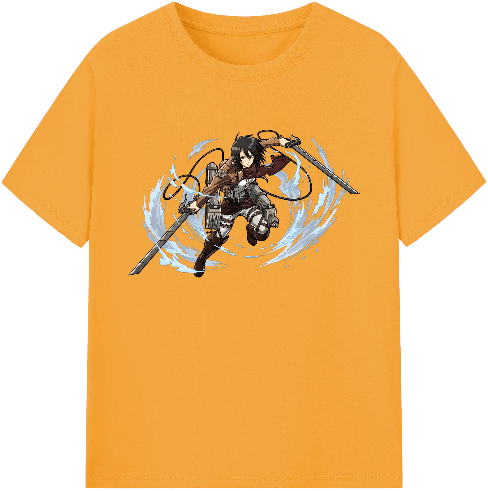 （画像用） 進撃の巨人 ミカサ·アッカーマン Attack on Titan Mikasa Ackerman 綿100％ メンズ半袖Tシャツ｜肌触りやわらか＆通気性