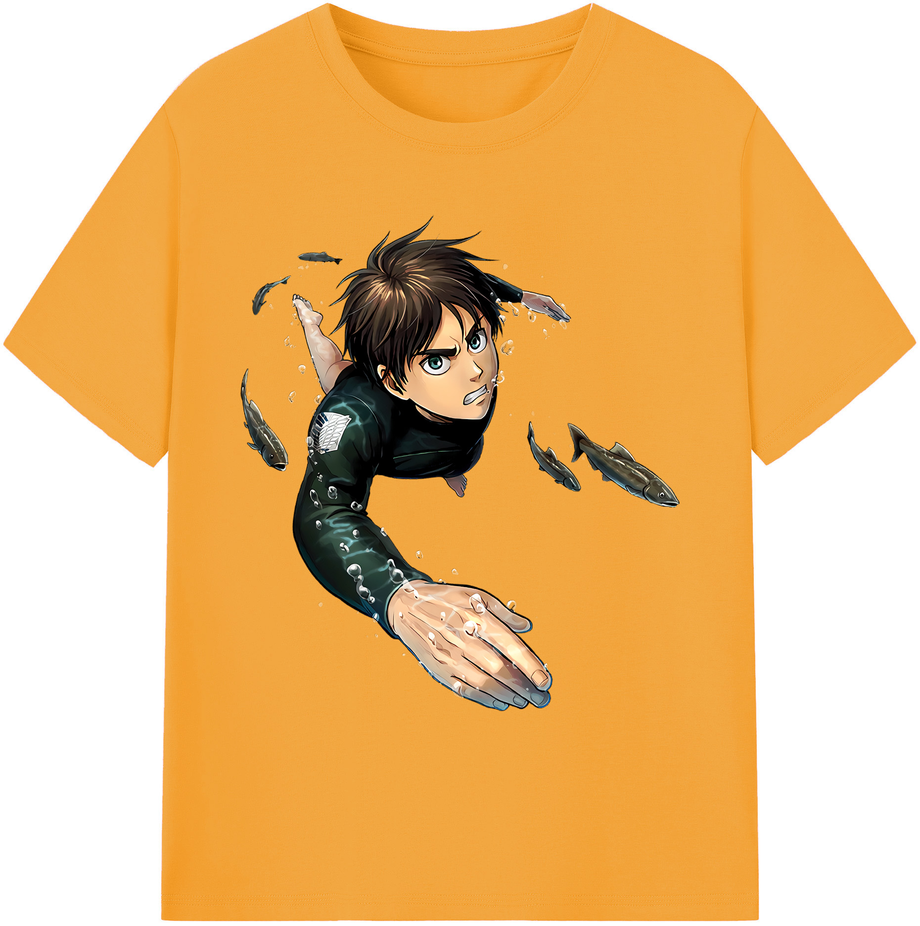 （画像用） 進撃の巨人 エレン･イェーガー Attack on Titan Eren Jäger 綿100％ メンズ半袖Tシャツ｜肌触りやわらか＆通気性