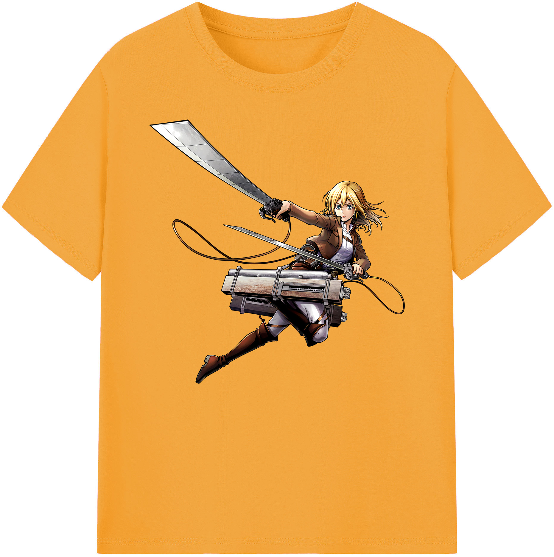 （画像用） 進撃の巨人 クリスタ·レンズ Attack on Titan Christa Lenz 綿100％ メンズ半袖Tシャツ｜肌触りやわらか＆通気性