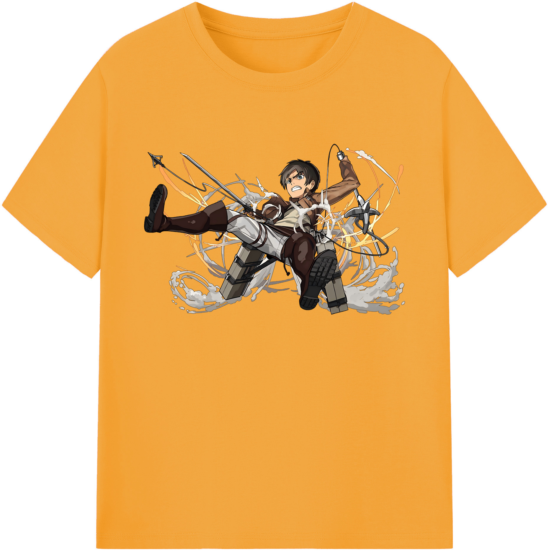 （画像用） 進撃の巨人 エレン･イェーガー Attack on Titan Eren Jäger 綿100％ メンズ半袖Tシャツ｜肌触りやわらか＆通気性