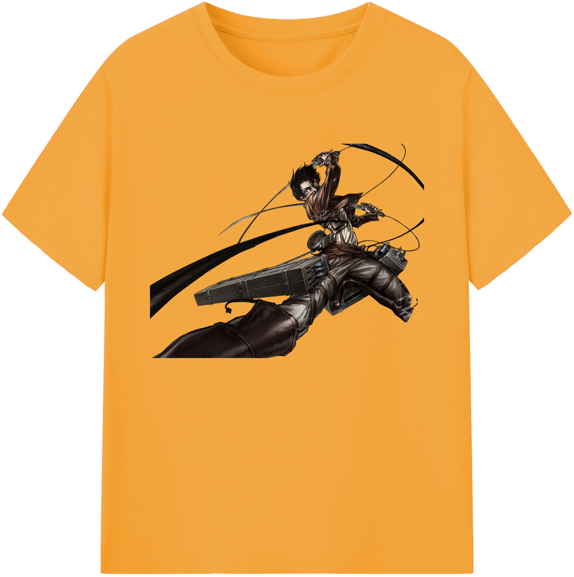 （画像用） 進撃の巨人 エレン･イェーガー Attack on Titan Eren Jäger 綿100％ メンズ半袖Tシャツ｜肌触りやわらか＆通気性