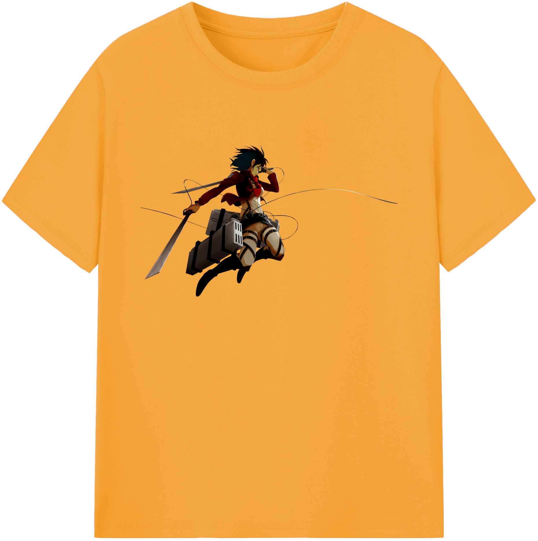 （画像用） 進撃の巨人 ミカサ·アッカーマン Attack on Titan Mikasa Ackerman 綿100％ メンズ半袖Tシャツ｜肌触りやわらか＆通気性