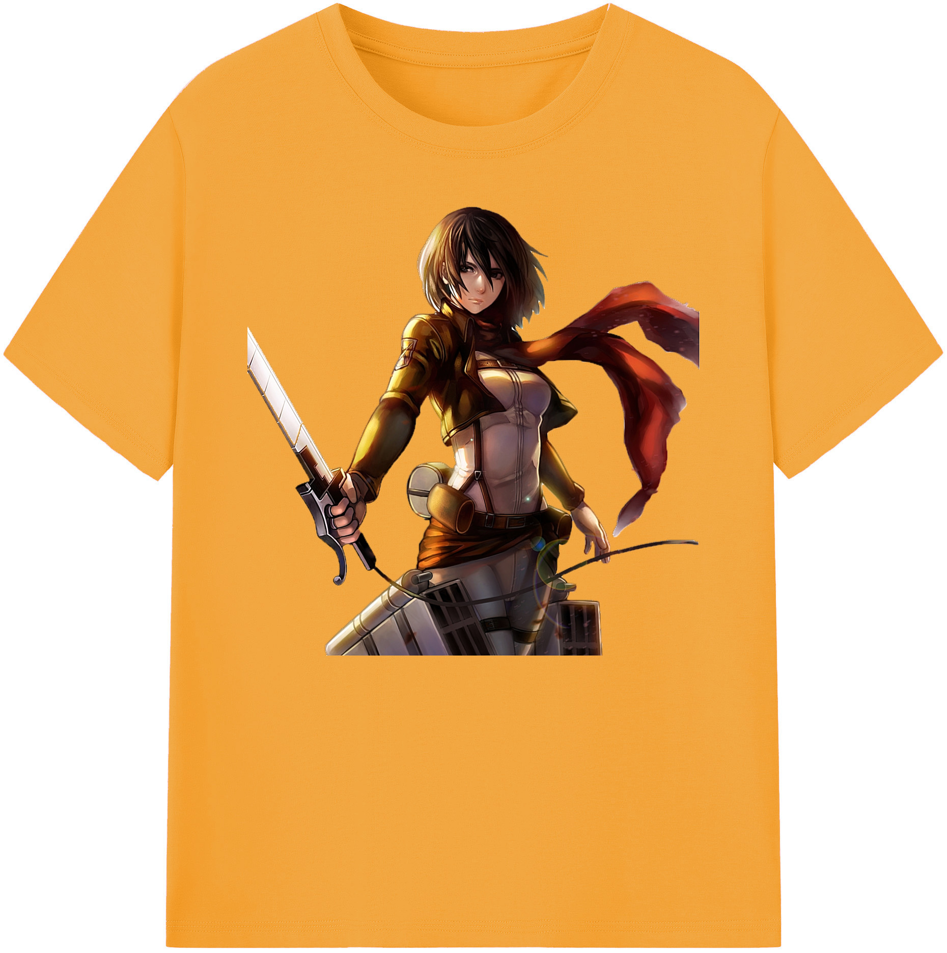 （画像用） 進撃の巨人 ミカサ·アッカーマン Attack on Titan Mikasa Ackerman 綿100％ メンズ半袖Tシャツ｜肌触りやわらか＆通気性