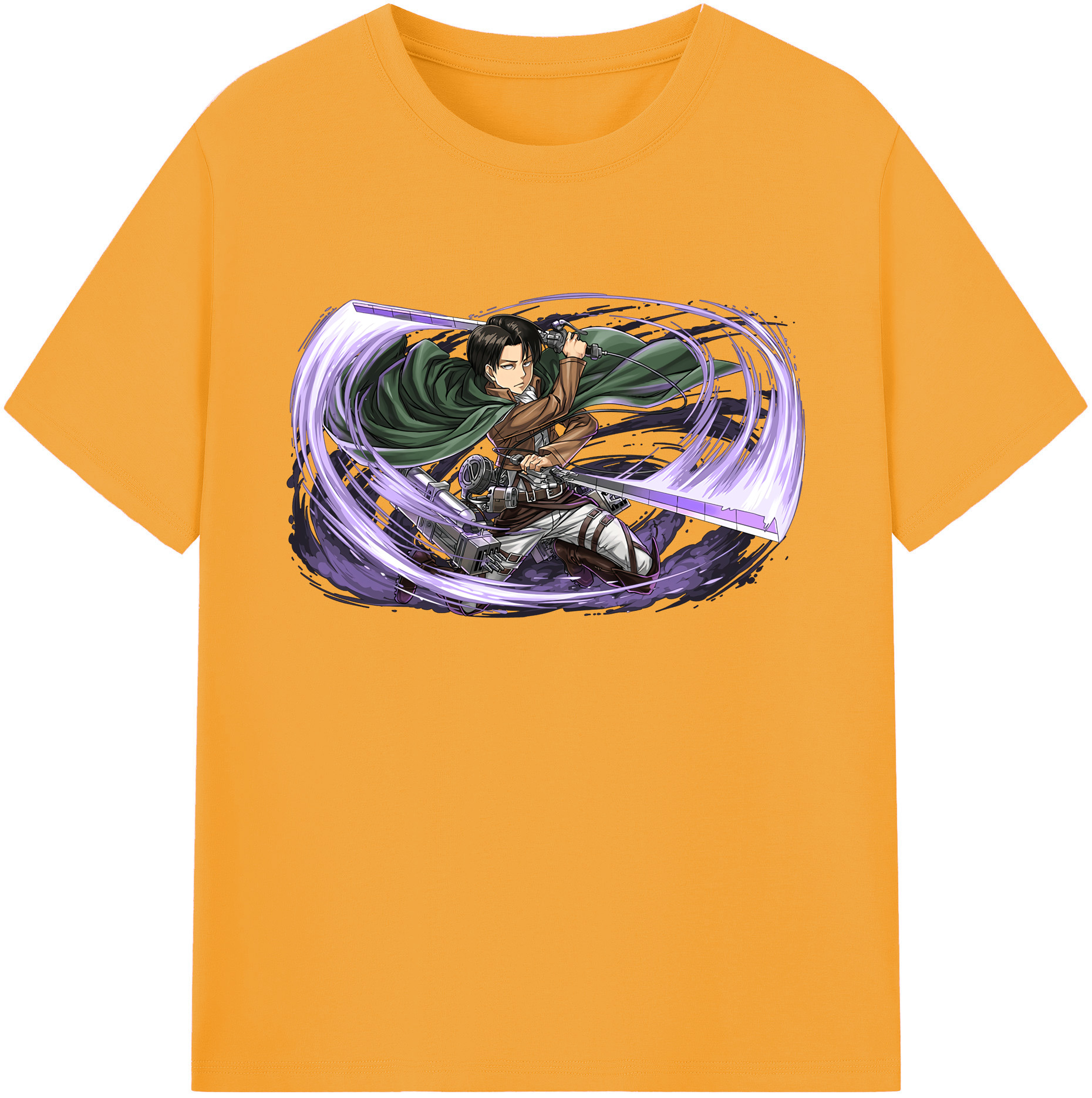 （画像用） 進撃の巨人 リヴァイ·アッカーマン Attack on Titan Levi Ackerman 綿100％ メンズ半袖Tシャツ｜肌触りやわらか＆通気性