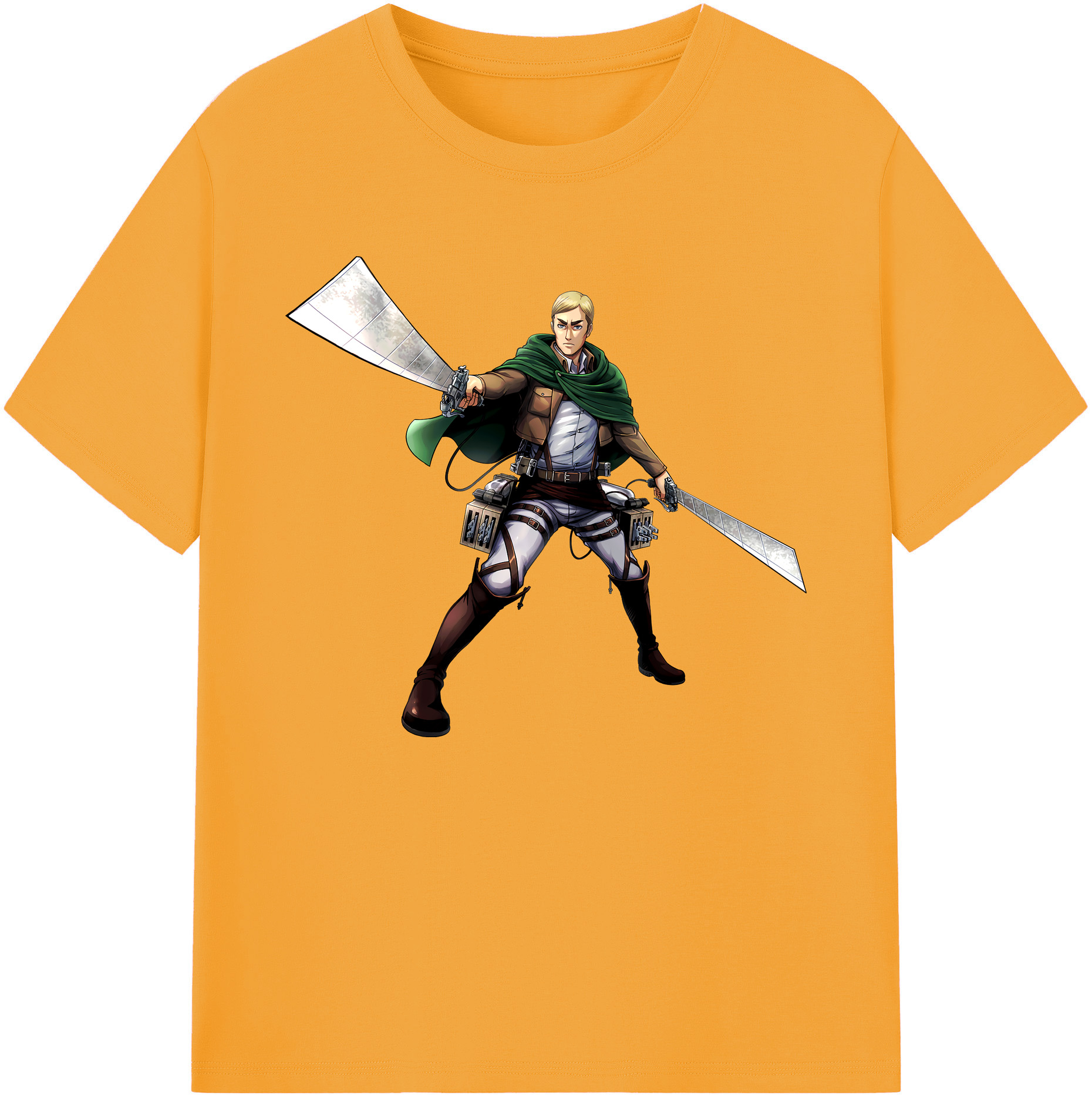 （画像用） 進撃の巨人 エルヴィン・スミス Attack on Titan Erwin Smith 綿100％ メンズ半袖Tシャツ｜肌触りやわらか＆通気性