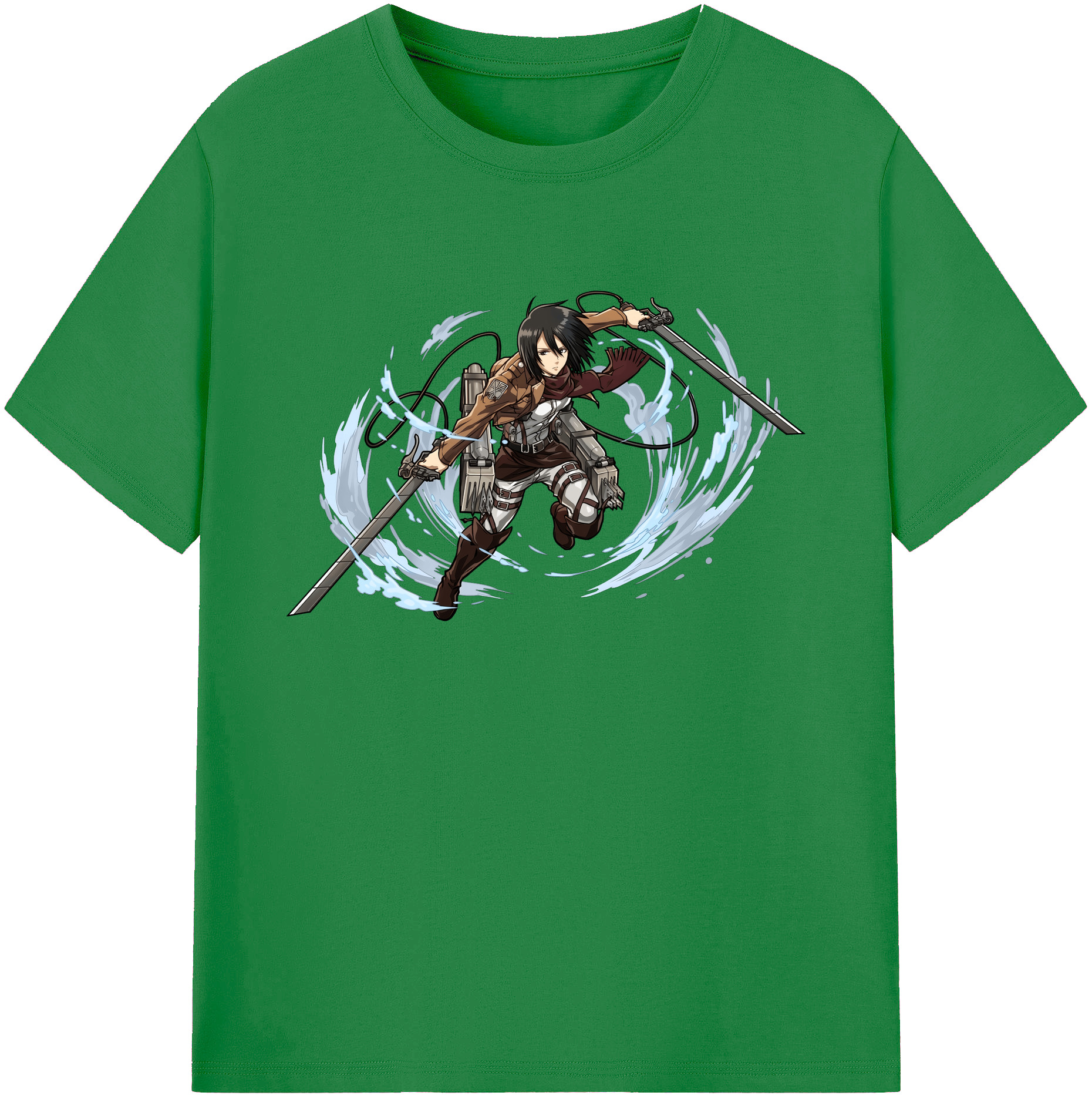 （画像用） 進撃の巨人 ミカサ·アッカーマン Attack on Titan Mikasa Ackerman 綿100％ メンズ半袖Tシャツ｜肌触りやわらか＆通気性