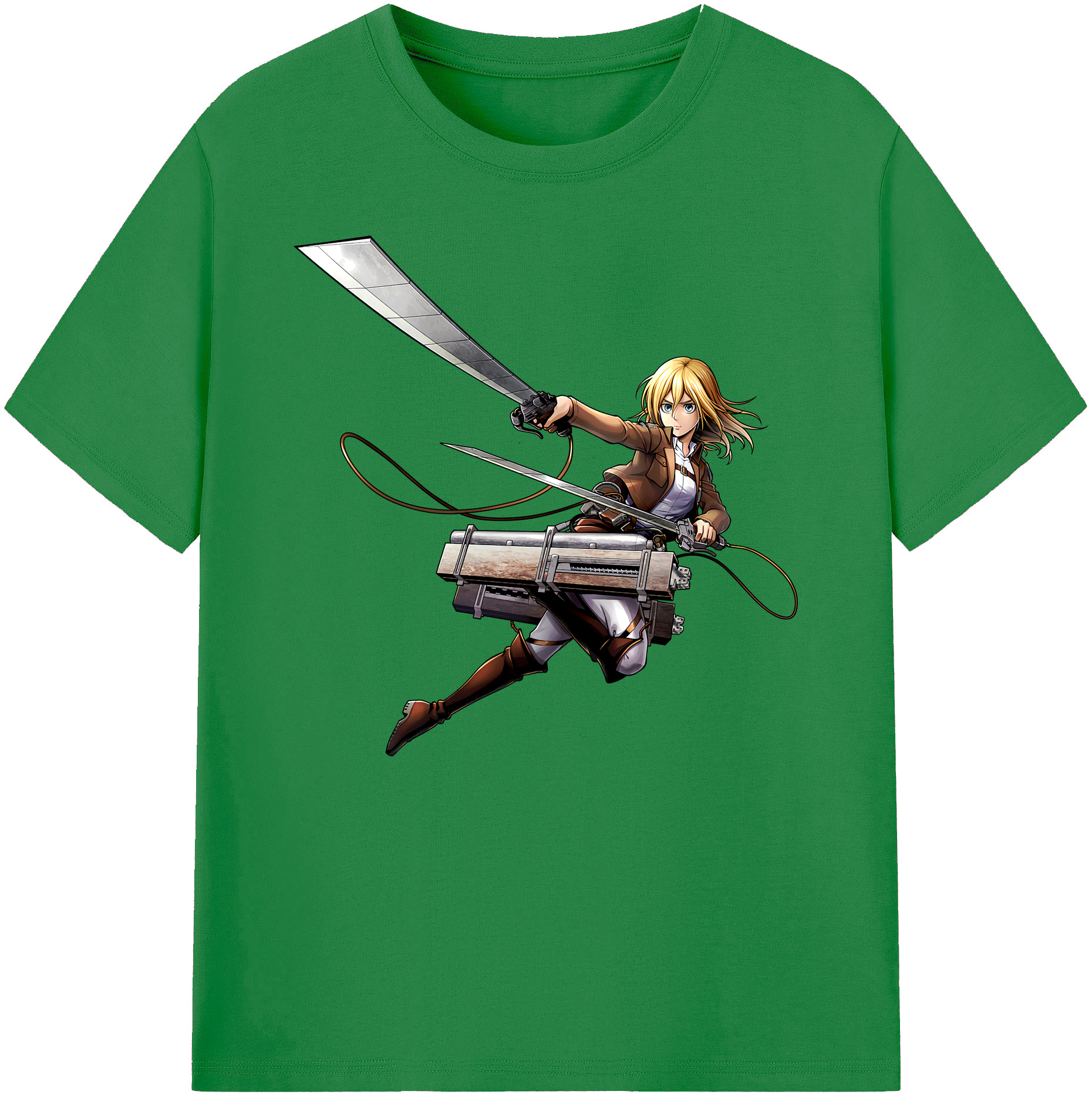 （画像用） 進撃の巨人 クリスタ·レンズ Attack on Titan Christa Lenz 綿100％ メンズ半袖Tシャツ｜肌触りやわらか＆通気性