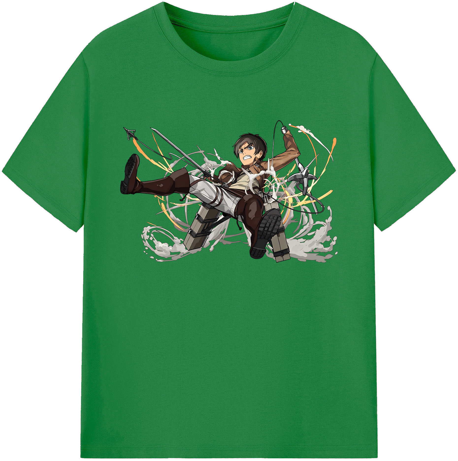 （画像用） 進撃の巨人 エレン･イェーガー Attack on Titan Eren Jäger 綿100％ メンズ半袖Tシャツ｜肌触りやわらか＆通気性