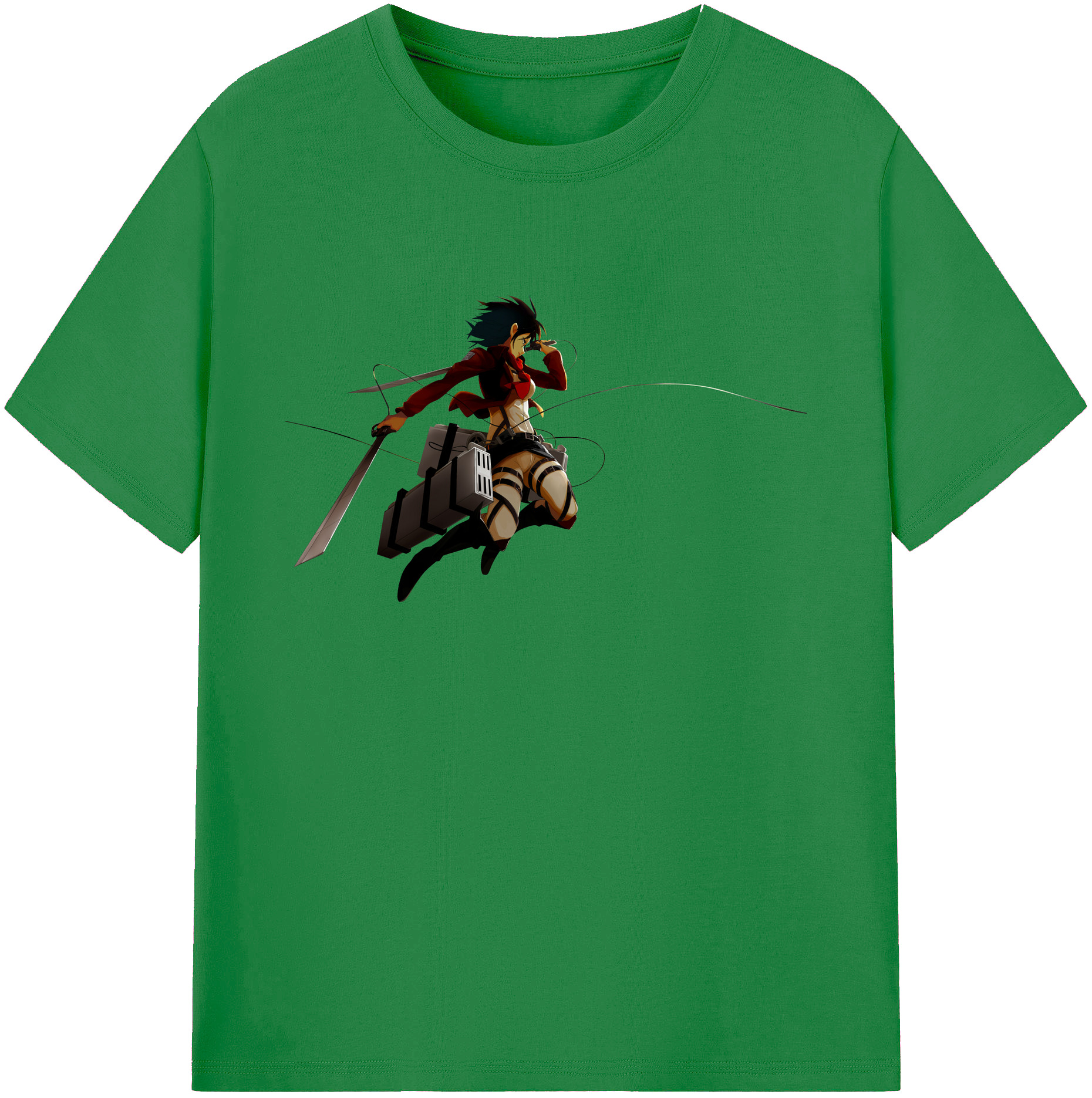 （画像用） 進撃の巨人 ミカサ·アッカーマン Attack on Titan Mikasa Ackerman 綿100％ メンズ半袖Tシャツ｜肌触りやわらか＆通気性