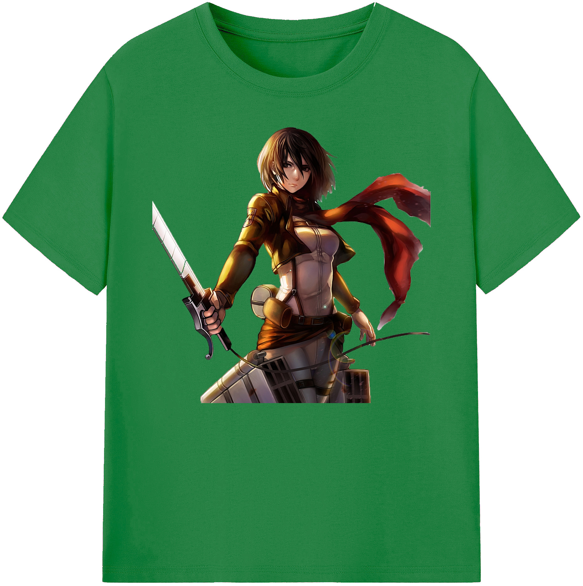 （画像用） 進撃の巨人 ミカサ·アッカーマン Attack on Titan Mikasa Ackerman 綿100％ メンズ半袖Tシャツ｜肌触りやわらか＆通気性