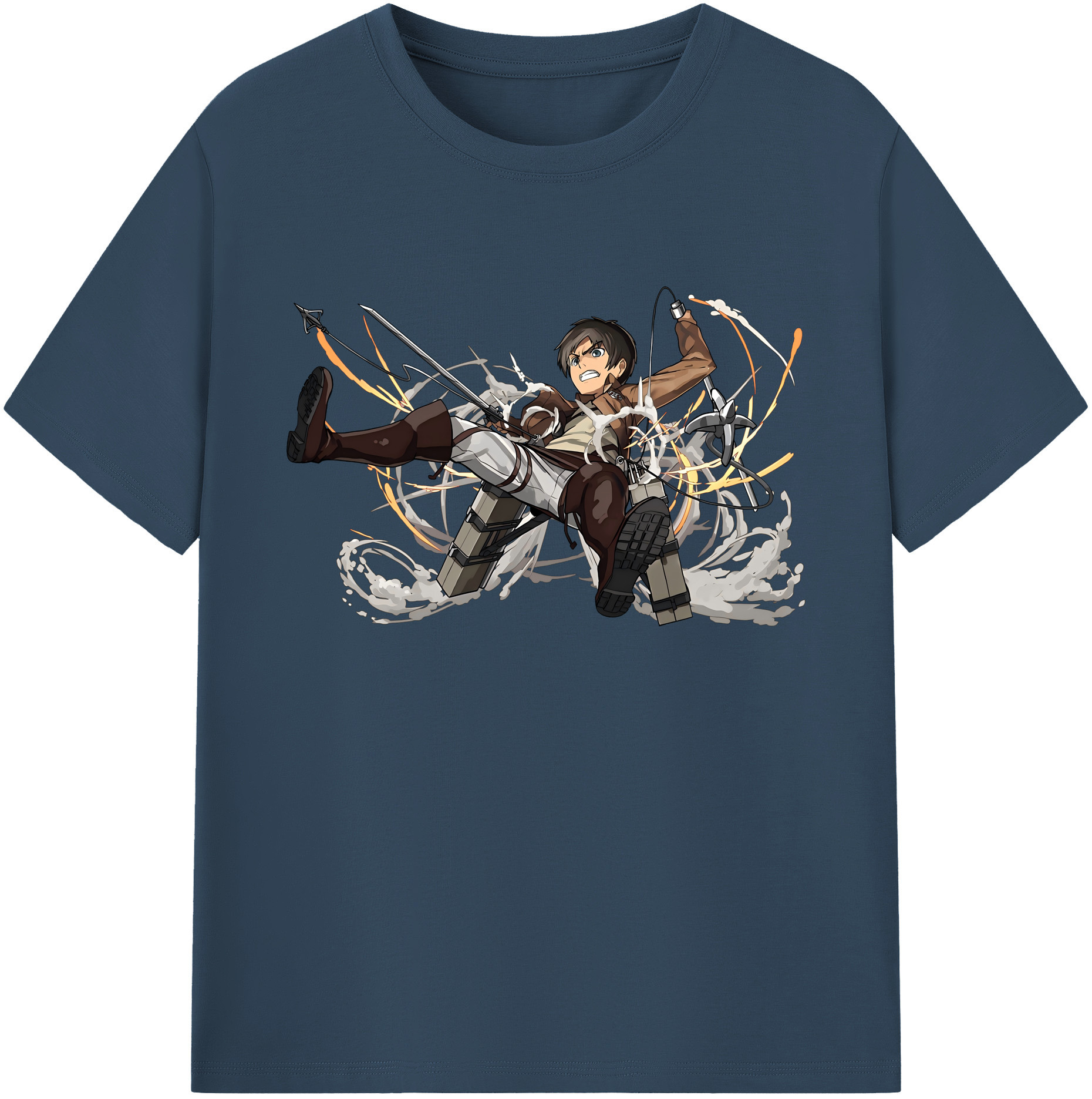 （画像用） 進撃の巨人 エレン･イェーガー Attack on Titan Eren Jäger 綿100％ メンズ半袖Tシャツ｜肌触りやわらか＆通気性