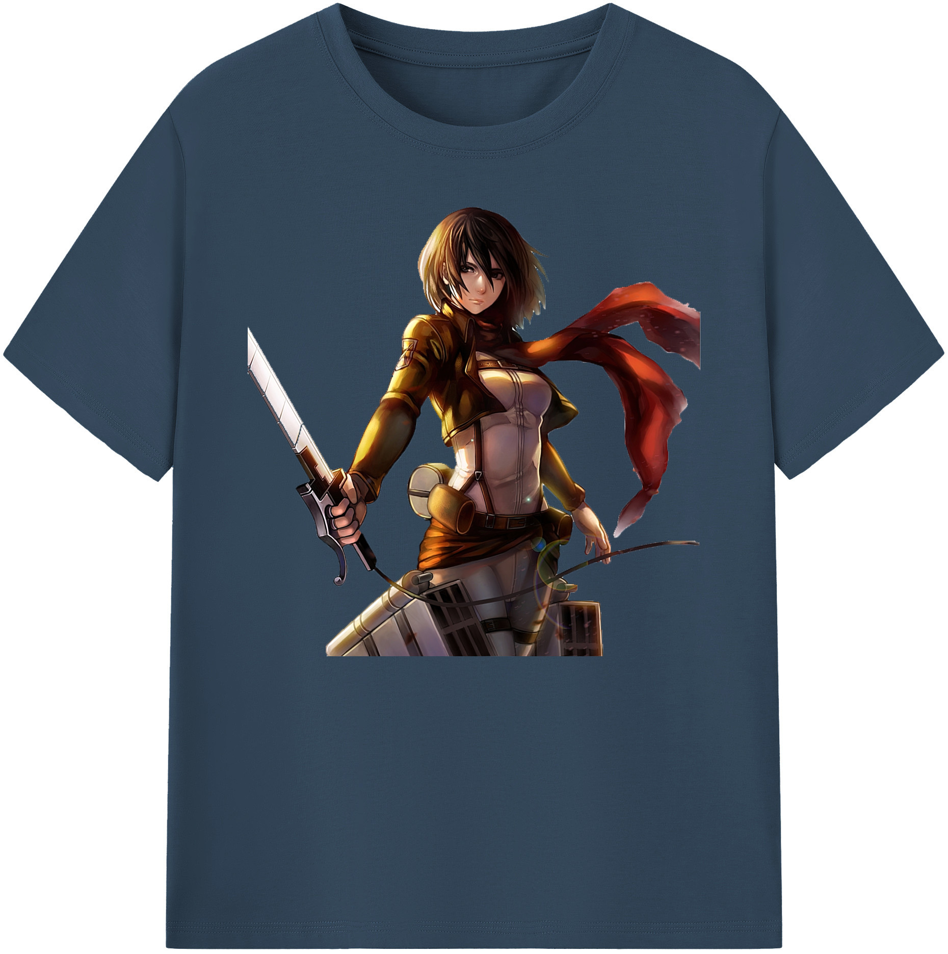 （画像用） 進撃の巨人 ミカサ·アッカーマン Attack on Titan Mikasa Ackerman 綿100％ メンズ半袖Tシャツ｜肌触りやわらか＆通気性