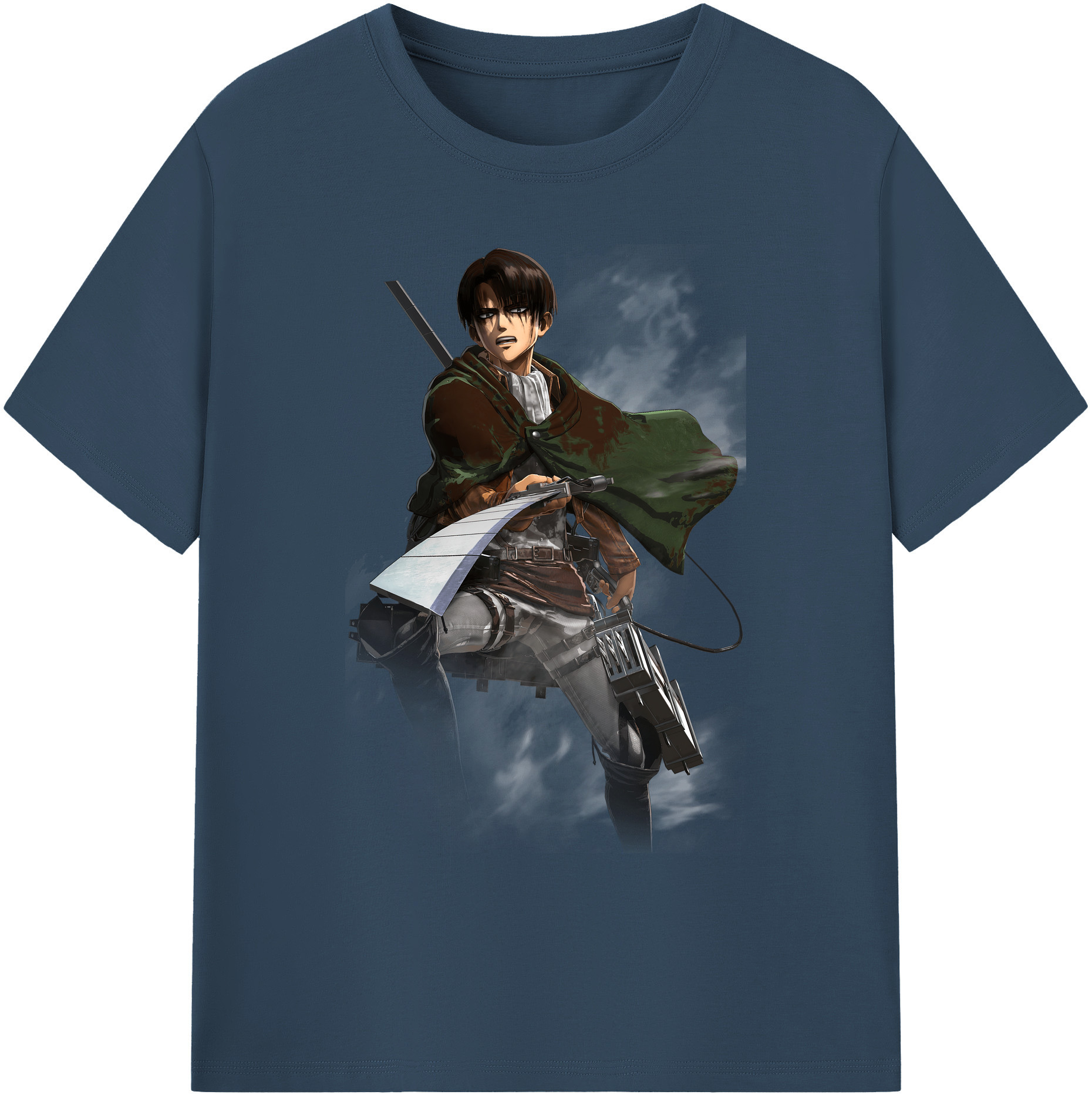 （画像用） 進撃の巨人 リヴァイ·アッカーマン Attack on Titan Levi Ackerman 綿100％ メンズ半袖Tシャツ｜肌触りやわらか＆通気性