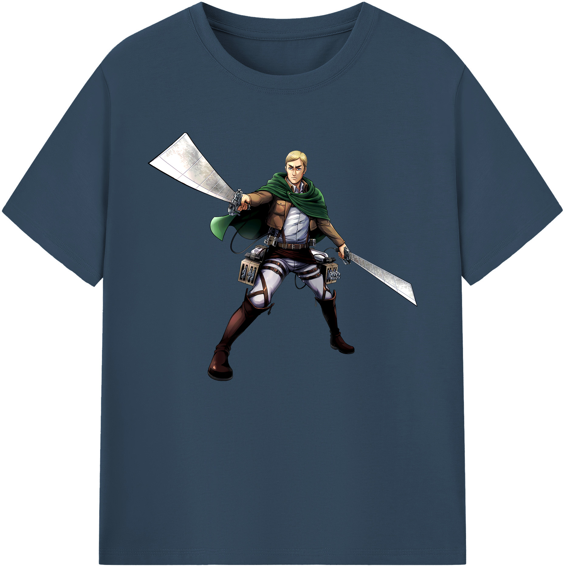 （画像用） 進撃の巨人 エルヴィン・スミス Attack on Titan Erwin Smith 綿100％ メンズ半袖Tシャツ｜肌触りやわらか＆通気性
