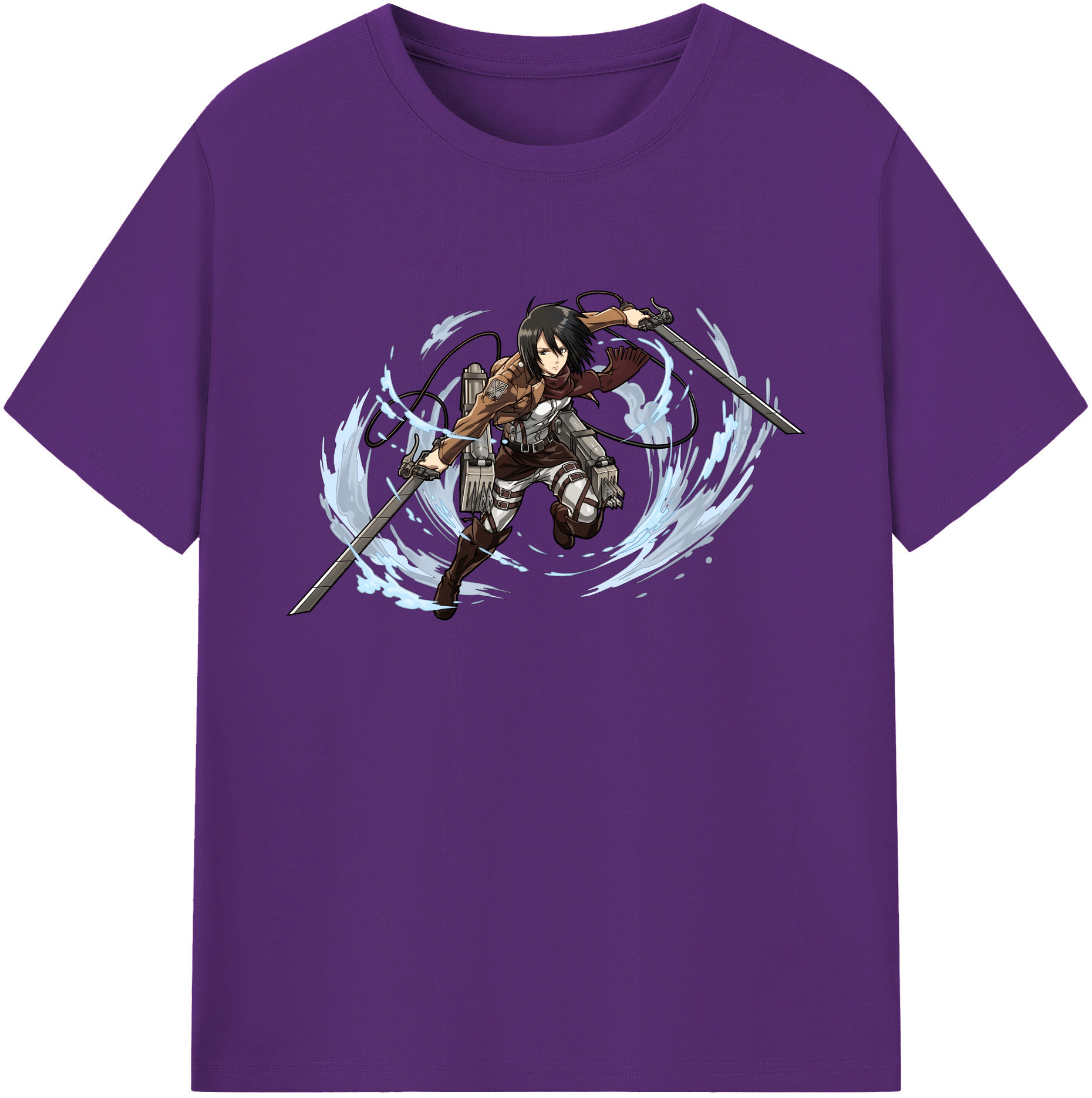 （画像用） 進撃の巨人 ミカサ·アッカーマン Attack on Titan Mikasa Ackerman 綿100％ メンズ半袖Tシャツ｜肌触りやわらか＆通気性