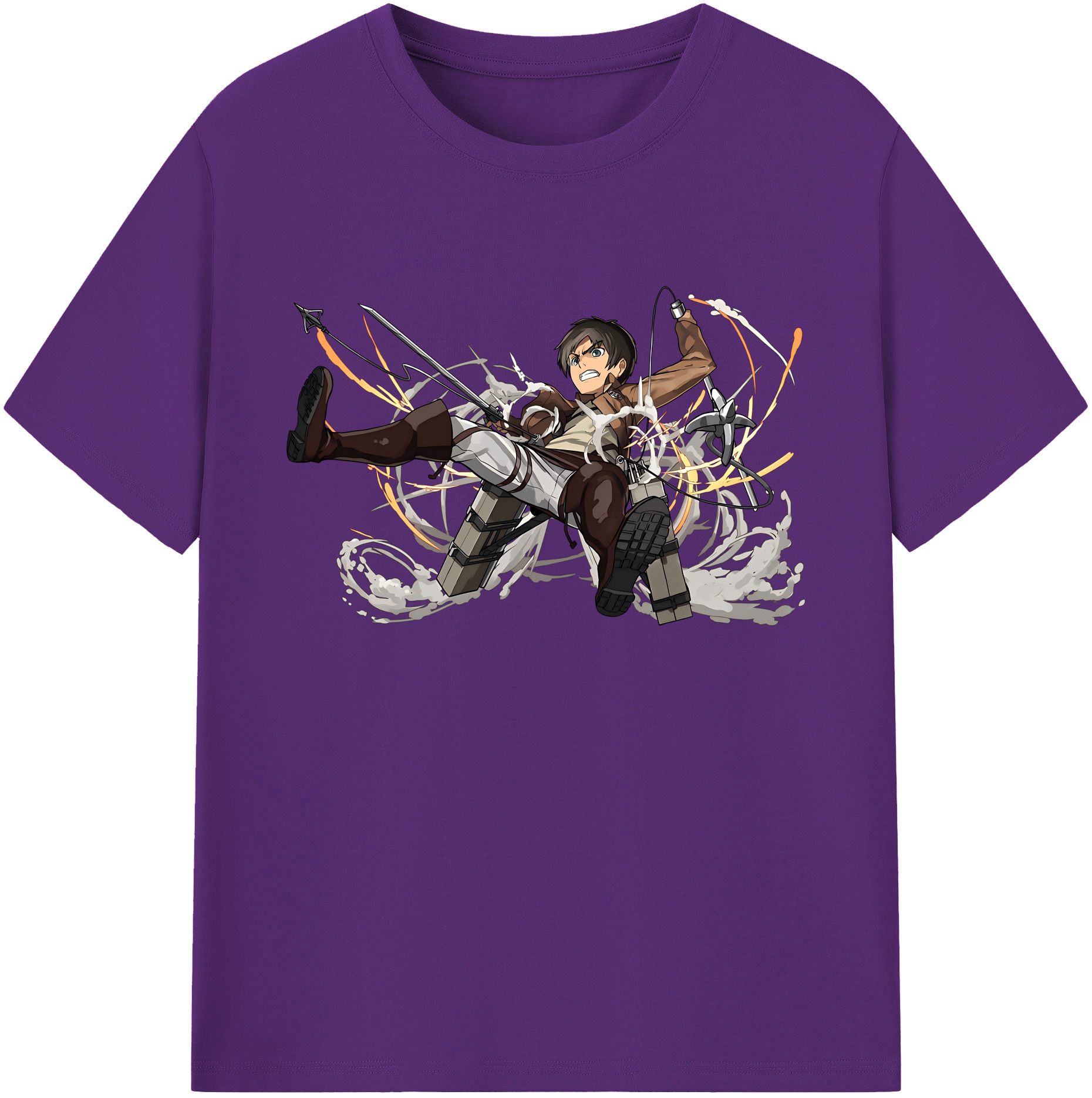 （画像用） 進撃の巨人 エレン･イェーガー Attack on Titan Eren Jäger 綿100％ メンズ半袖Tシャツ｜肌触りやわらか＆通気性