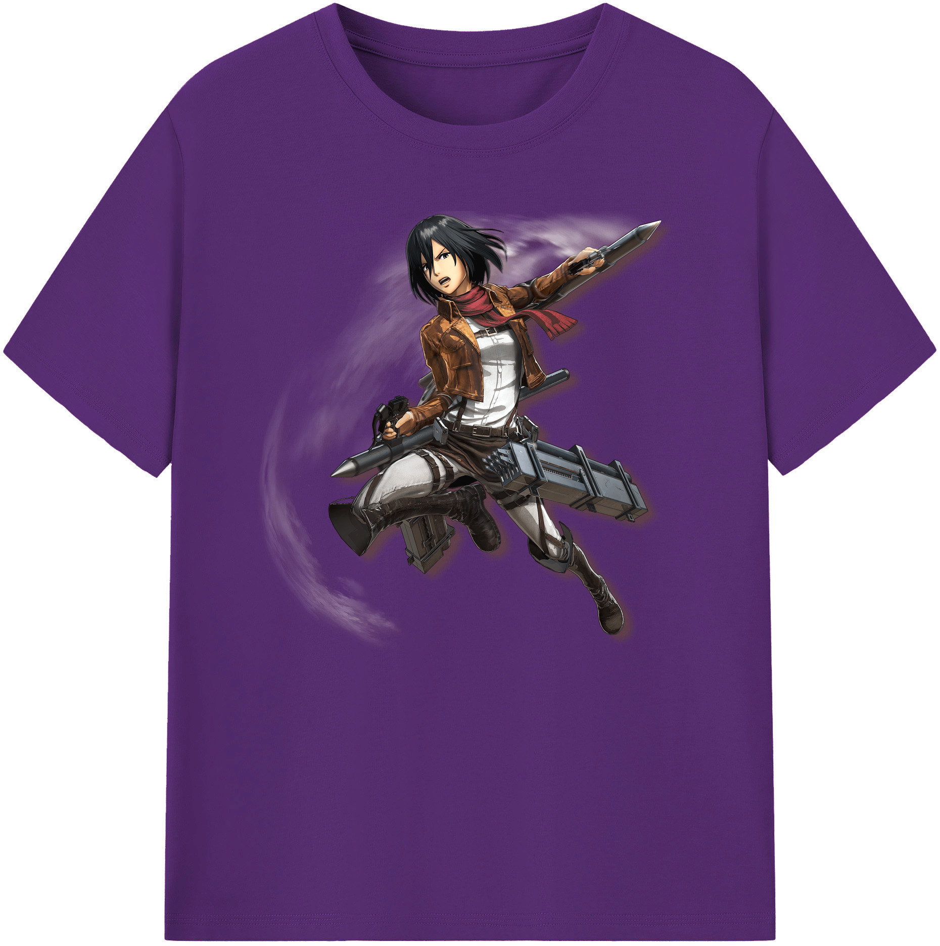 （画像用） 進撃の巨人 ミカサ·アッカーマン Attack on Titan Mikasa Ackerman 綿100％ メンズ半袖Tシャツ｜肌触りやわらか＆通気性