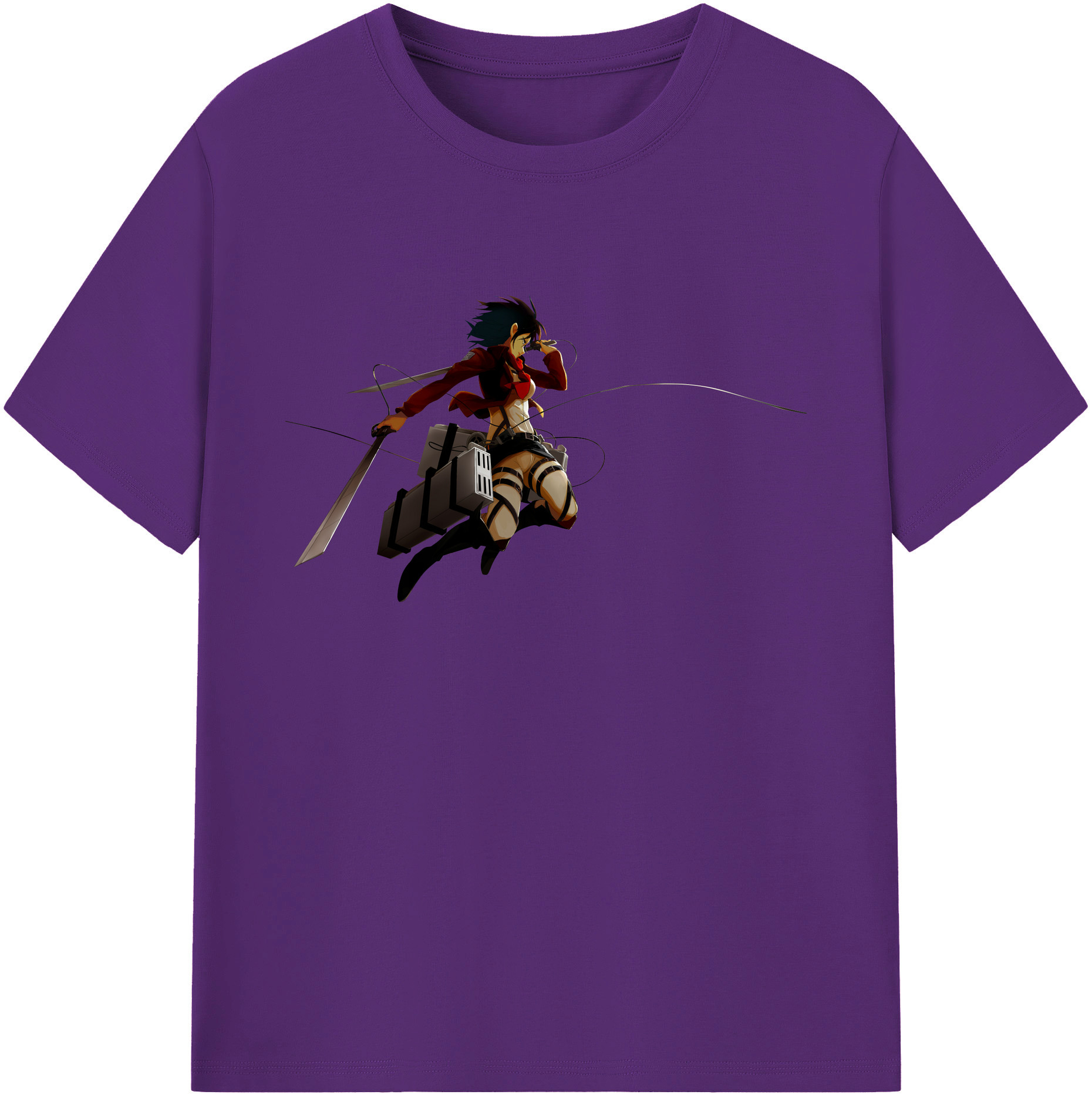 （画像用） 進撃の巨人 ミカサ·アッカーマン Attack on Titan Mikasa Ackerman 綿100％ メンズ半袖Tシャツ｜肌触りやわらか＆通気性