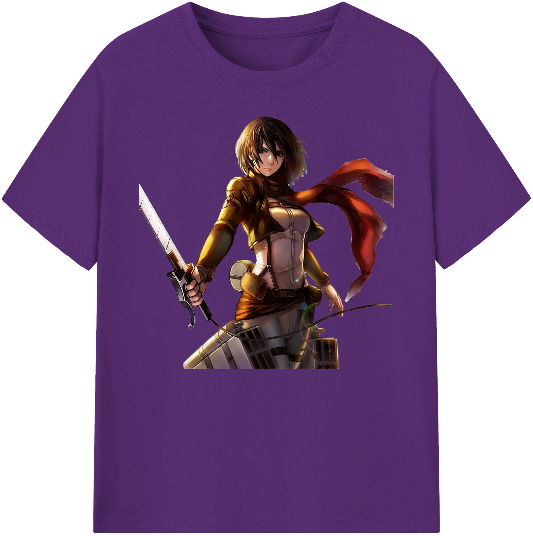 （画像用） 進撃の巨人 ミカサ·アッカーマン Attack on Titan Mikasa Ackerman 綿100％ メンズ半袖Tシャツ｜肌触りやわらか＆通気性