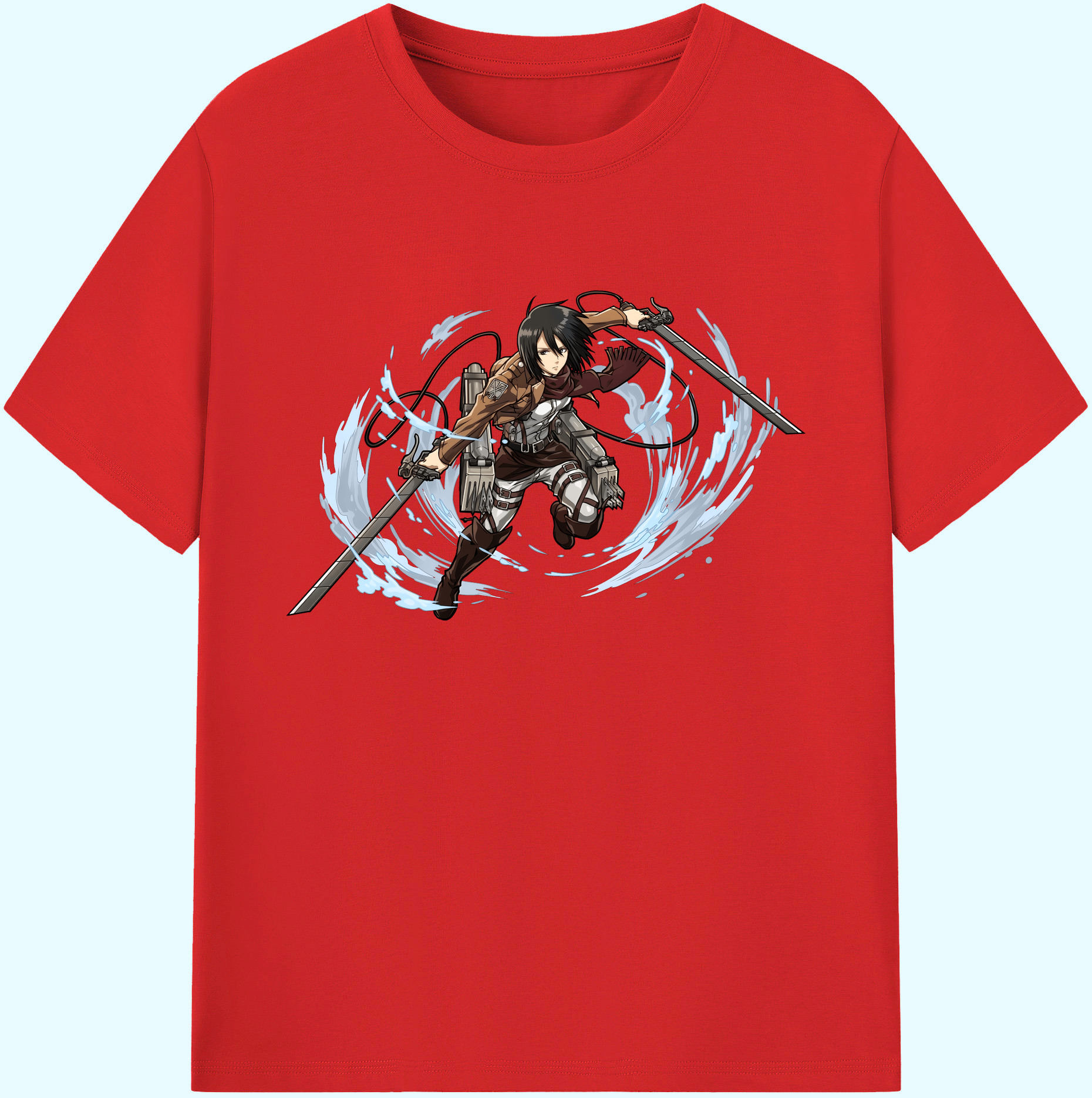 （画像用） 進撃の巨人 ミカサ·アッカーマン Attack on Titan Mikasa Ackerman 綿100％ メンズ半袖Tシャツ｜肌触りやわらか＆通気性