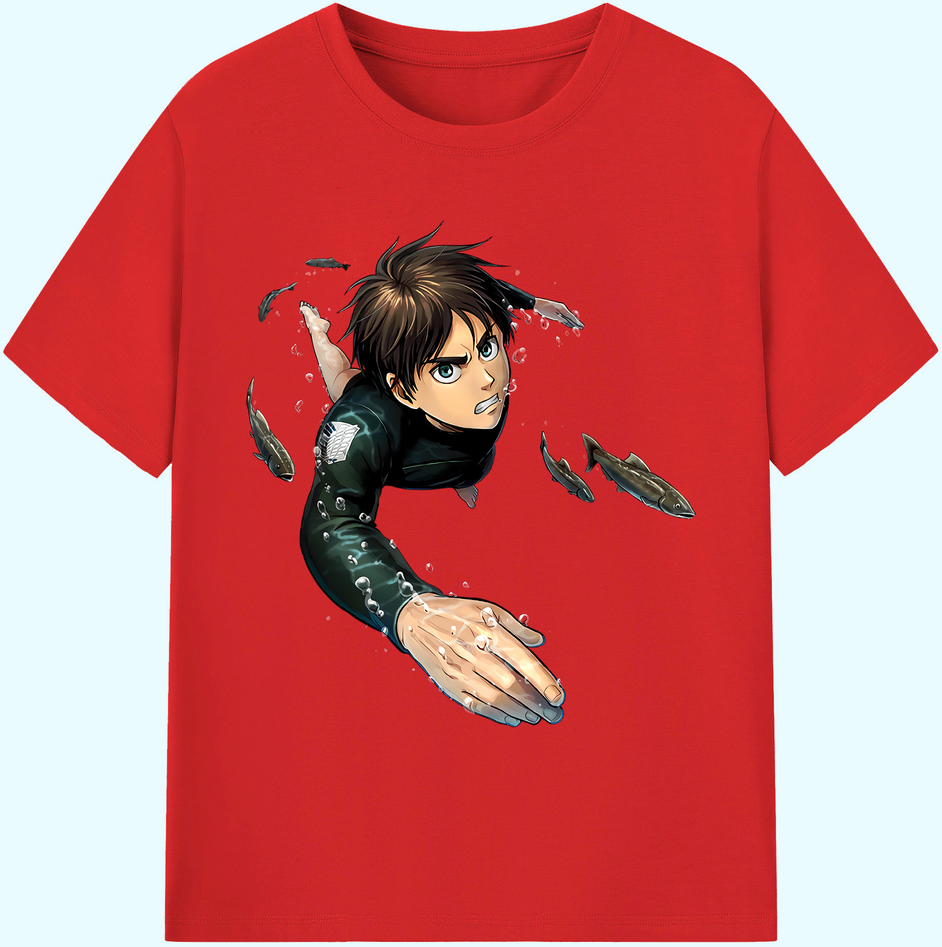 （画像用） 進撃の巨人 エレン･イェーガー Attack on Titan Eren Jäger 綿100％ メンズ半袖Tシャツ｜肌触りやわらか＆通気性