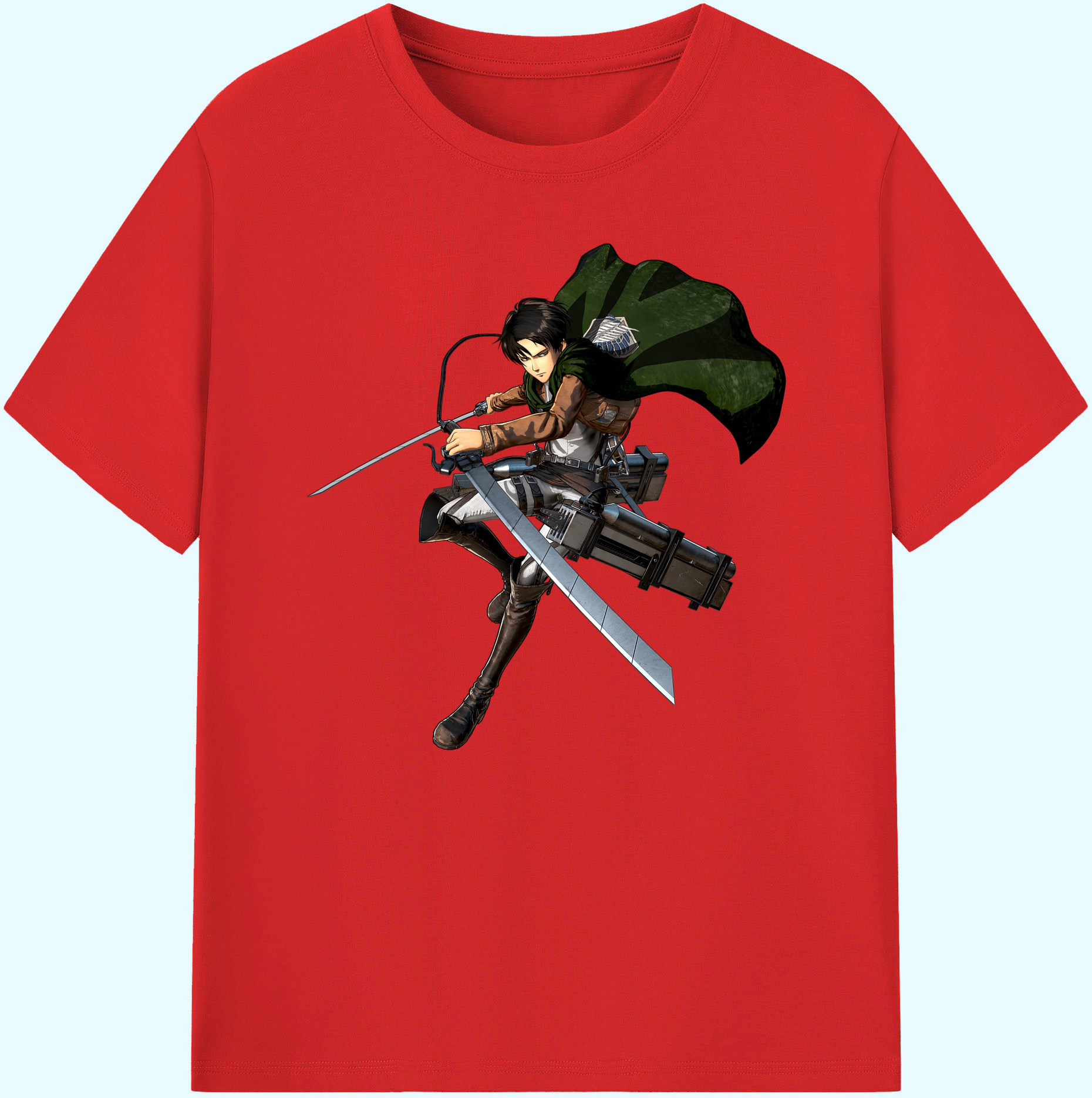 （画像用） 進撃の巨人 リヴァイ·アッカーマン Attack on Titan Levi Ackerman 綿100％ メンズ半袖Tシャツ｜肌触りやわらか＆通気性