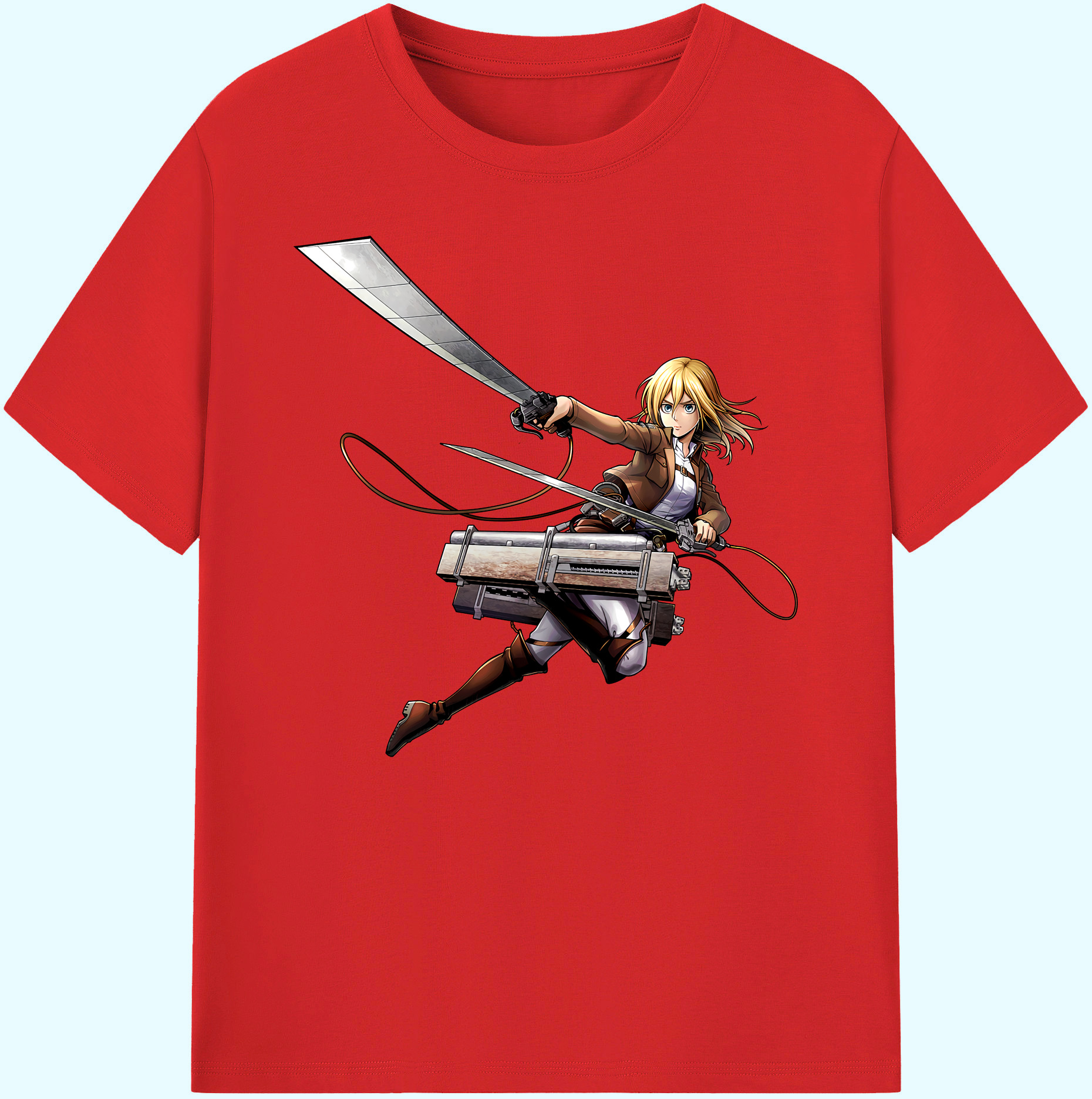 （画像用） 進撃の巨人 クリスタ·レンズ Attack on Titan Christa Lenz 綿100％ メンズ半袖Tシャツ｜肌触りやわらか＆通気性