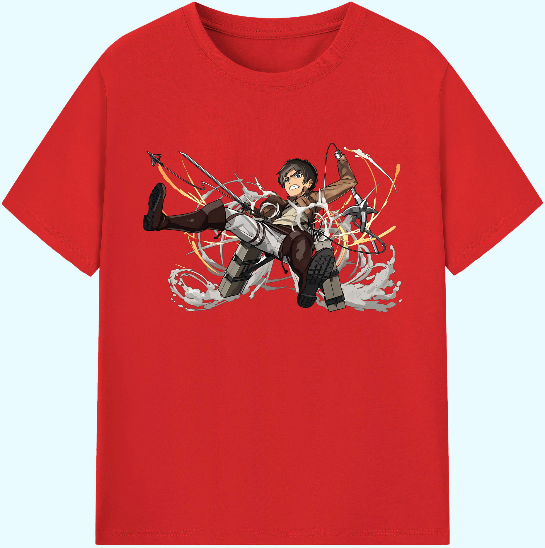 （画像用） 進撃の巨人 エレン･イェーガー Attack on Titan Eren Jäger 綿100％ メンズ半袖Tシャツ｜肌触りやわらか＆通気性