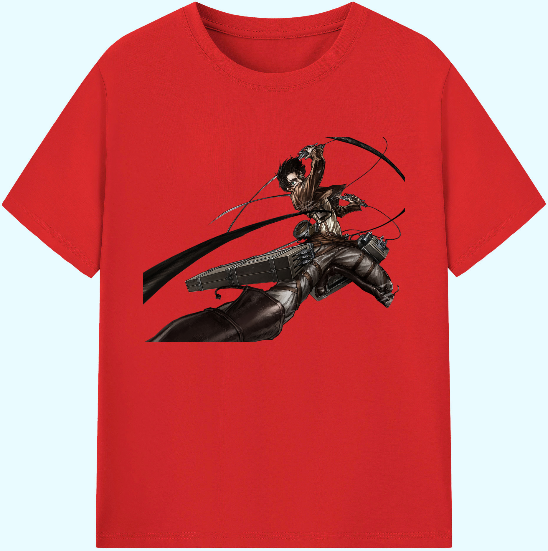 （画像用） 進撃の巨人 エレン･イェーガー Attack on Titan Eren Jäger 綿100％ メンズ半袖Tシャツ｜肌触りやわらか＆通気性