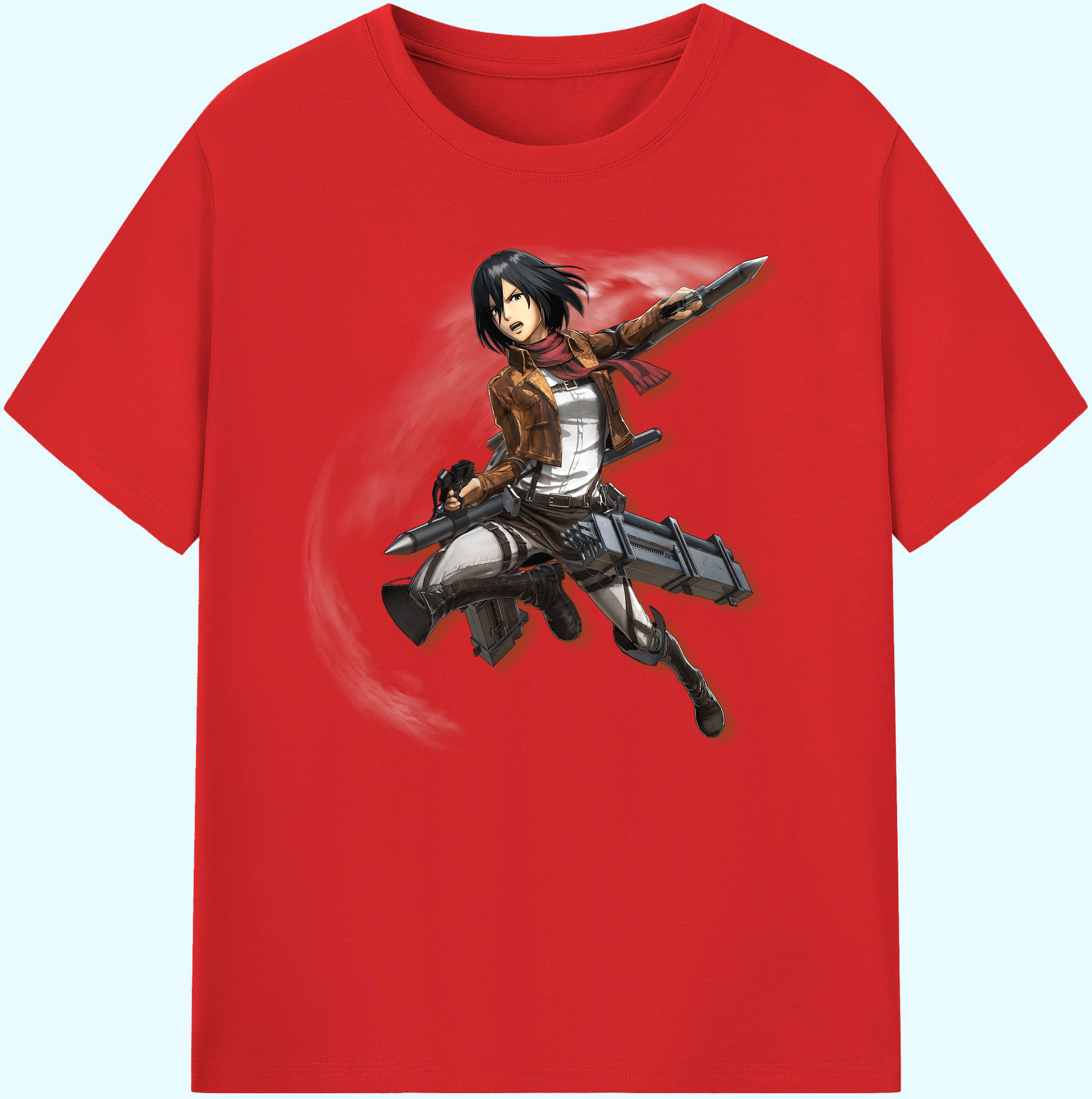 （画像用） 進撃の巨人 ミカサ·アッカーマン Attack on Titan Mikasa Ackerman 綿100％ メンズ半袖Tシャツ｜肌触りやわらか＆通気性
