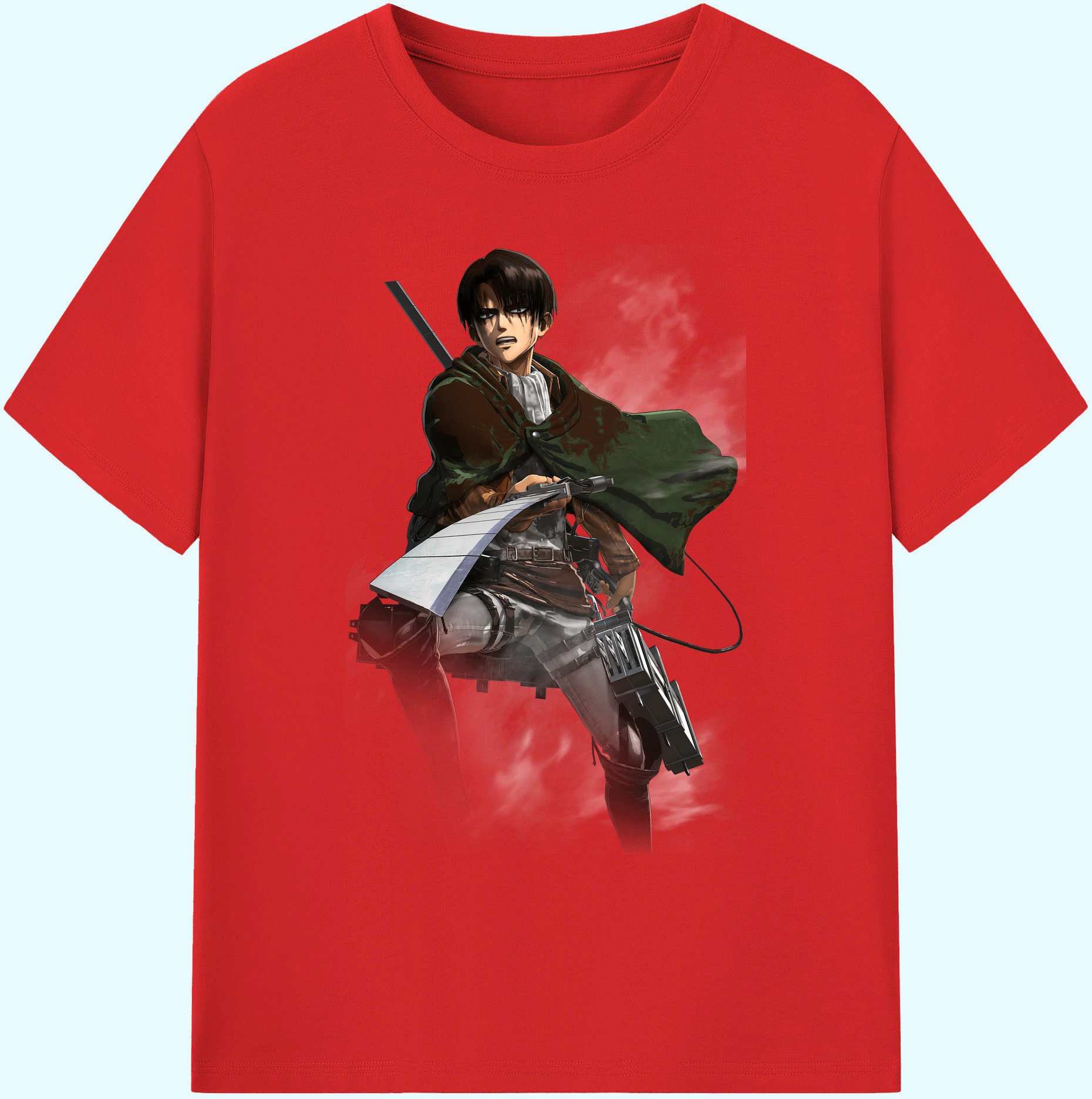 （画像用） 進撃の巨人 リヴァイ·アッカーマン Attack on Titan Levi Ackerman 綿100％ メンズ半袖Tシャツ｜肌触りやわらか＆通気性
