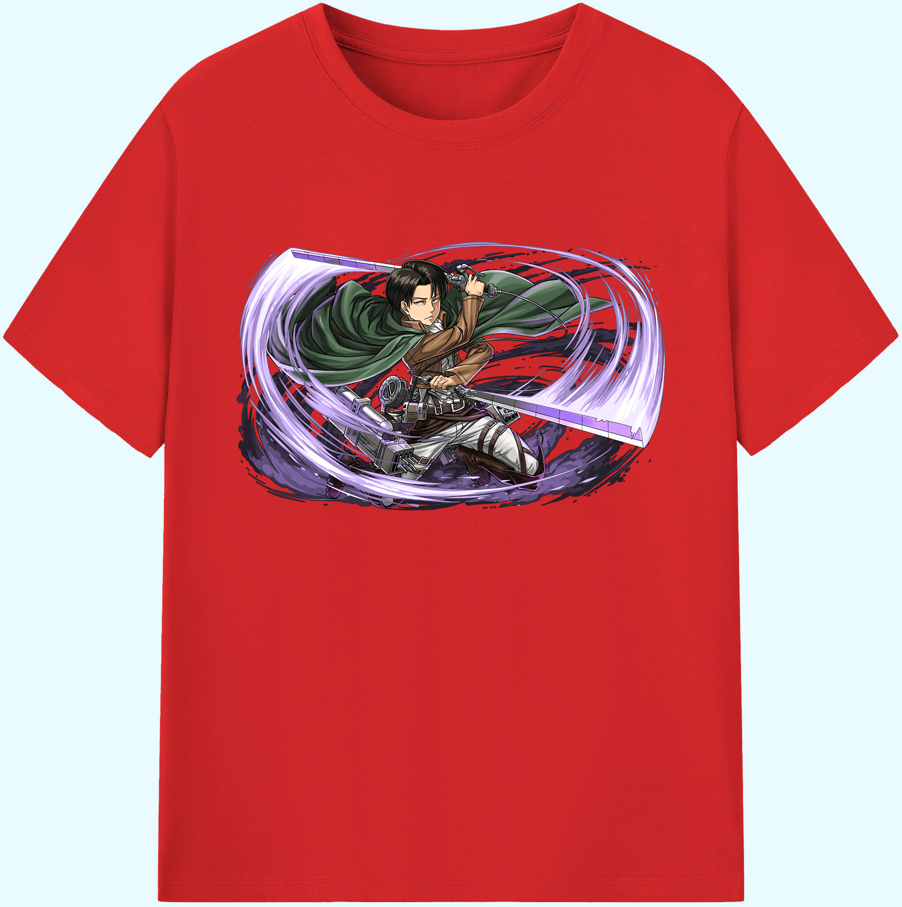 （画像用） 進撃の巨人 リヴァイ·アッカーマン Attack on Titan Levi Ackerman 綿100％ メンズ半袖Tシャツ｜肌触りやわらか＆通気性