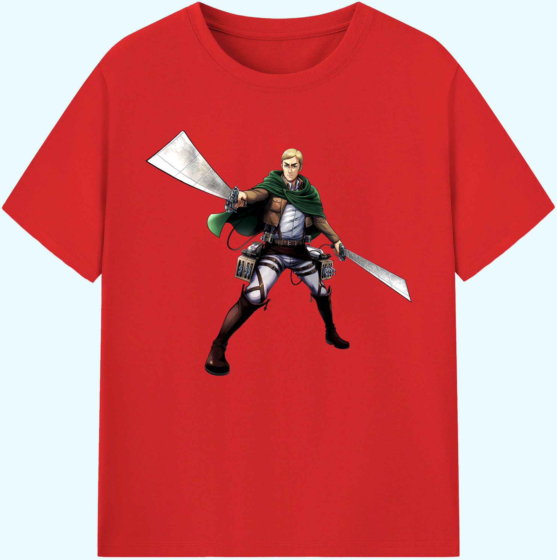 （画像用） 進撃の巨人 エルヴィン・スミス Attack on Titan Erwin Smith 綿100％ メンズ半袖Tシャツ｜肌触りやわらか＆通気性