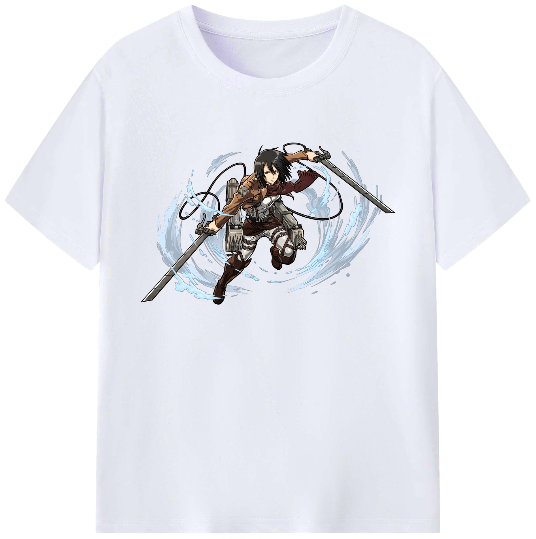 （画像用） 進撃の巨人 ミカサ·アッカーマン Attack on Titan Mikasa Ackerman 綿100％ メンズ半袖Tシャツ｜肌触りやわらか＆通気性