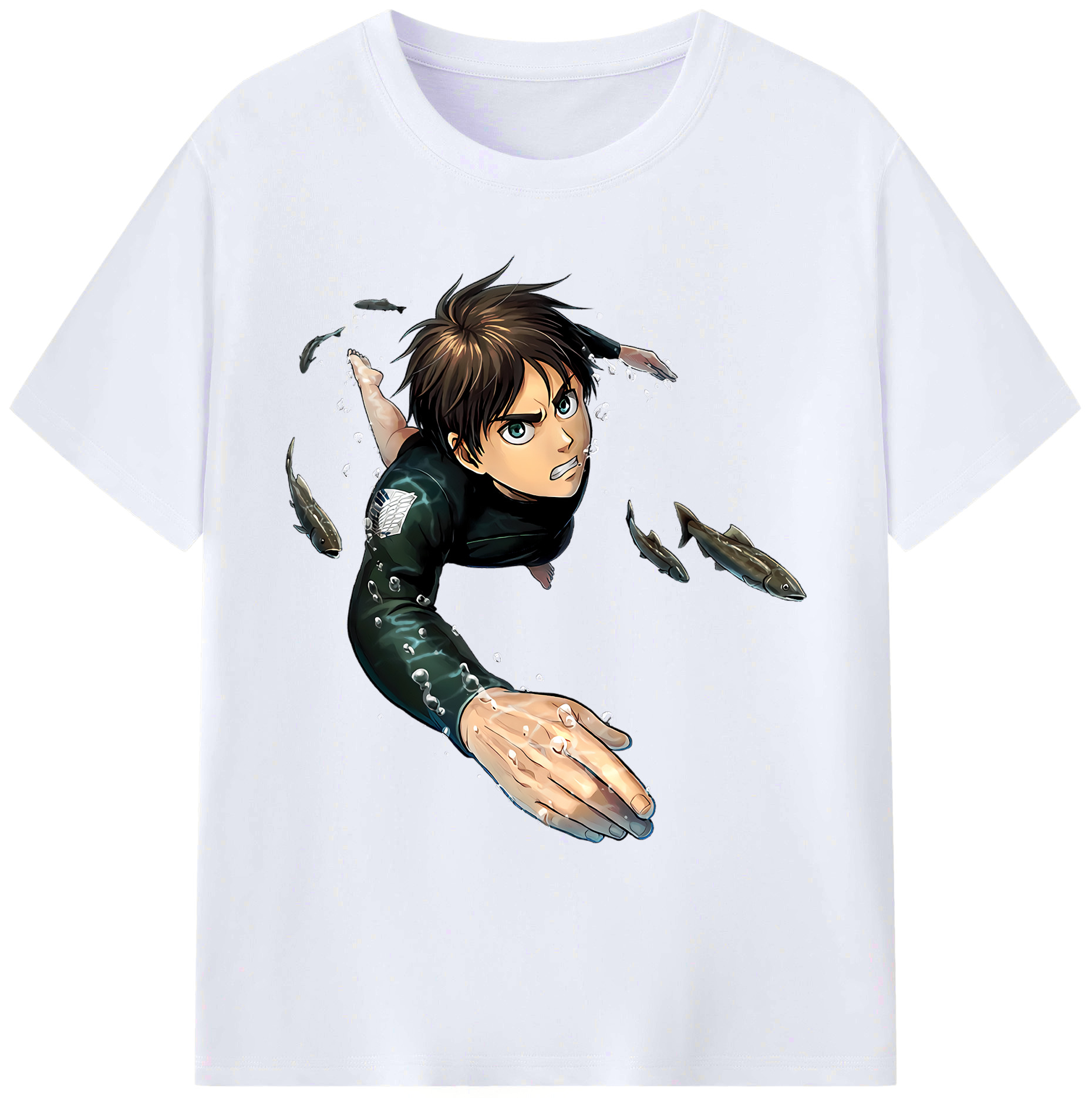 （画像用） 進撃の巨人 エレン･イェーガー Attack on Titan Eren Jäger 綿100％ メンズ半袖Tシャツ｜肌触りやわらか＆通気性