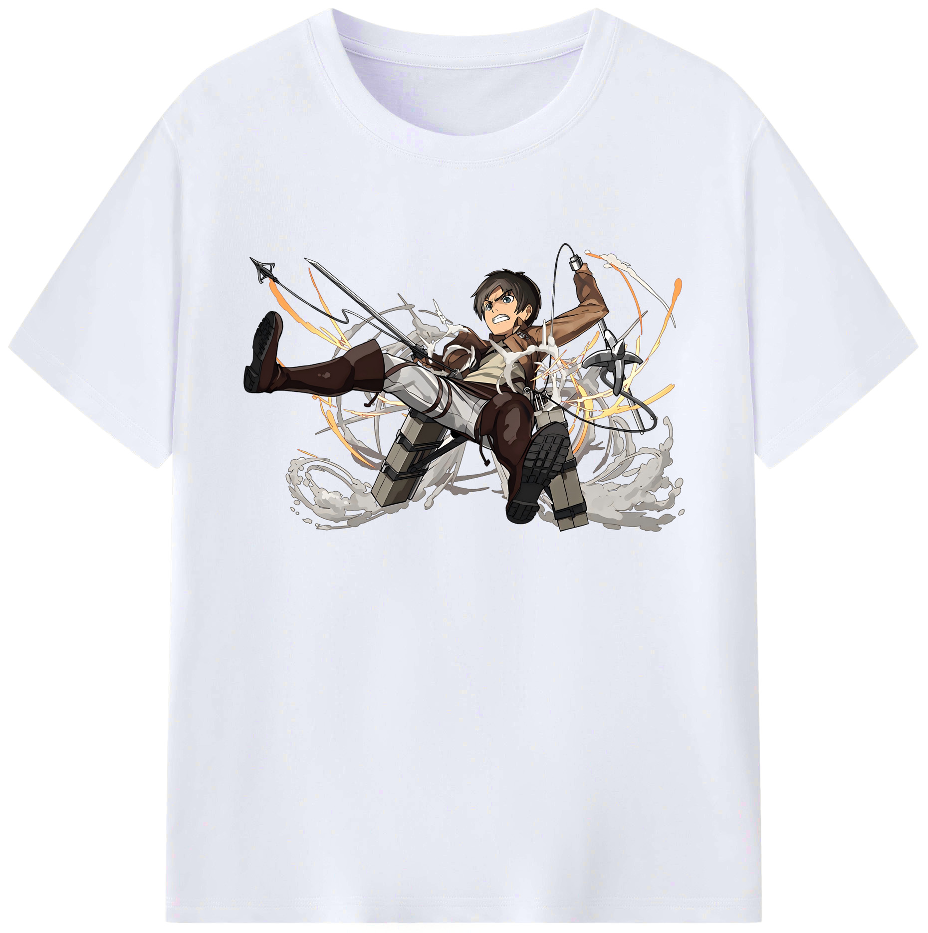 （画像用） 進撃の巨人 エレン･イェーガー Attack on Titan Eren Jäger 綿100％ メンズ半袖Tシャツ｜肌触りやわらか＆通気性