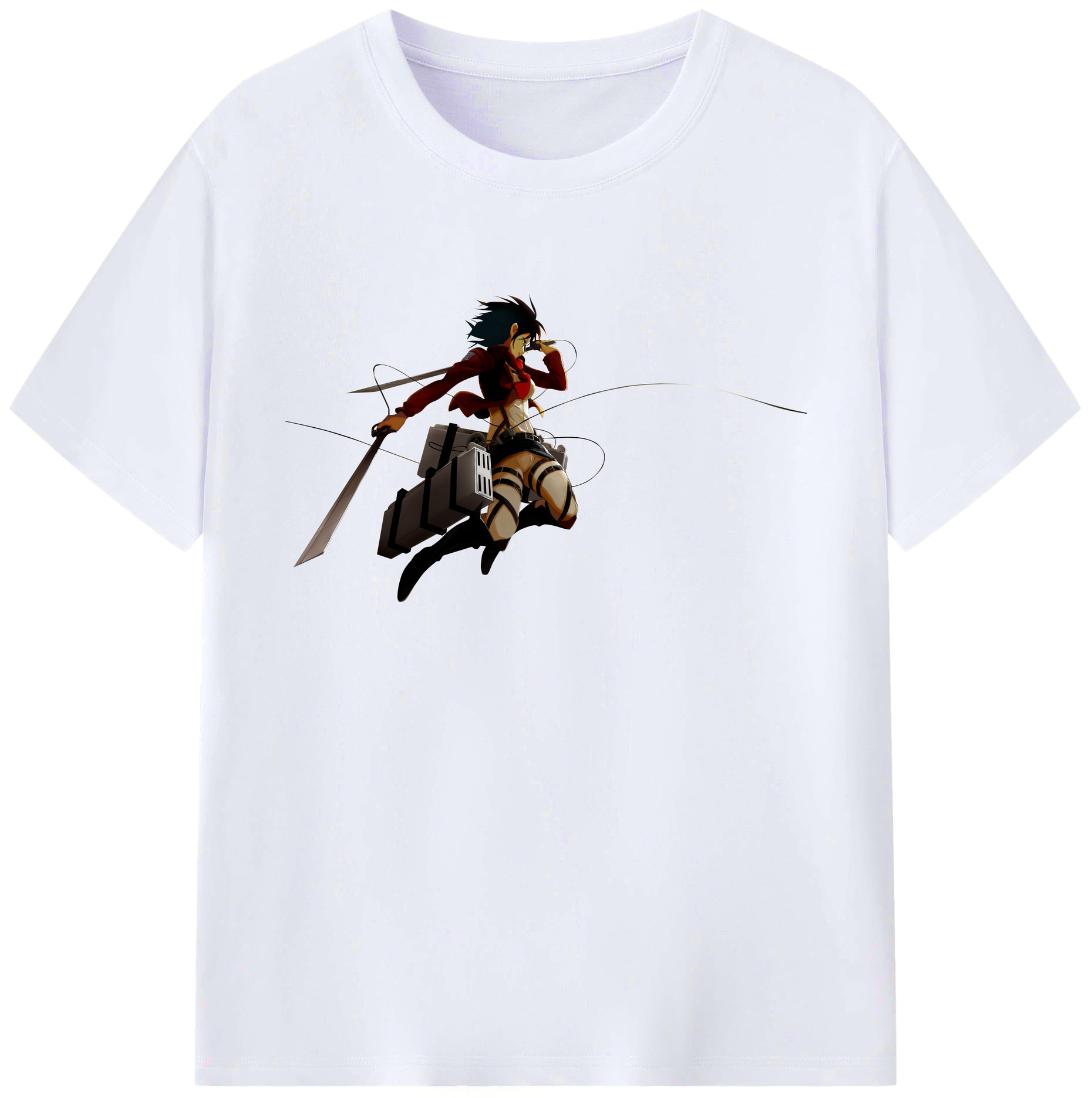 （画像用） 進撃の巨人 ミカサ·アッカーマン Attack on Titan Mikasa Ackerman 綿100％ メンズ半袖Tシャツ｜肌触りやわらか＆通気性