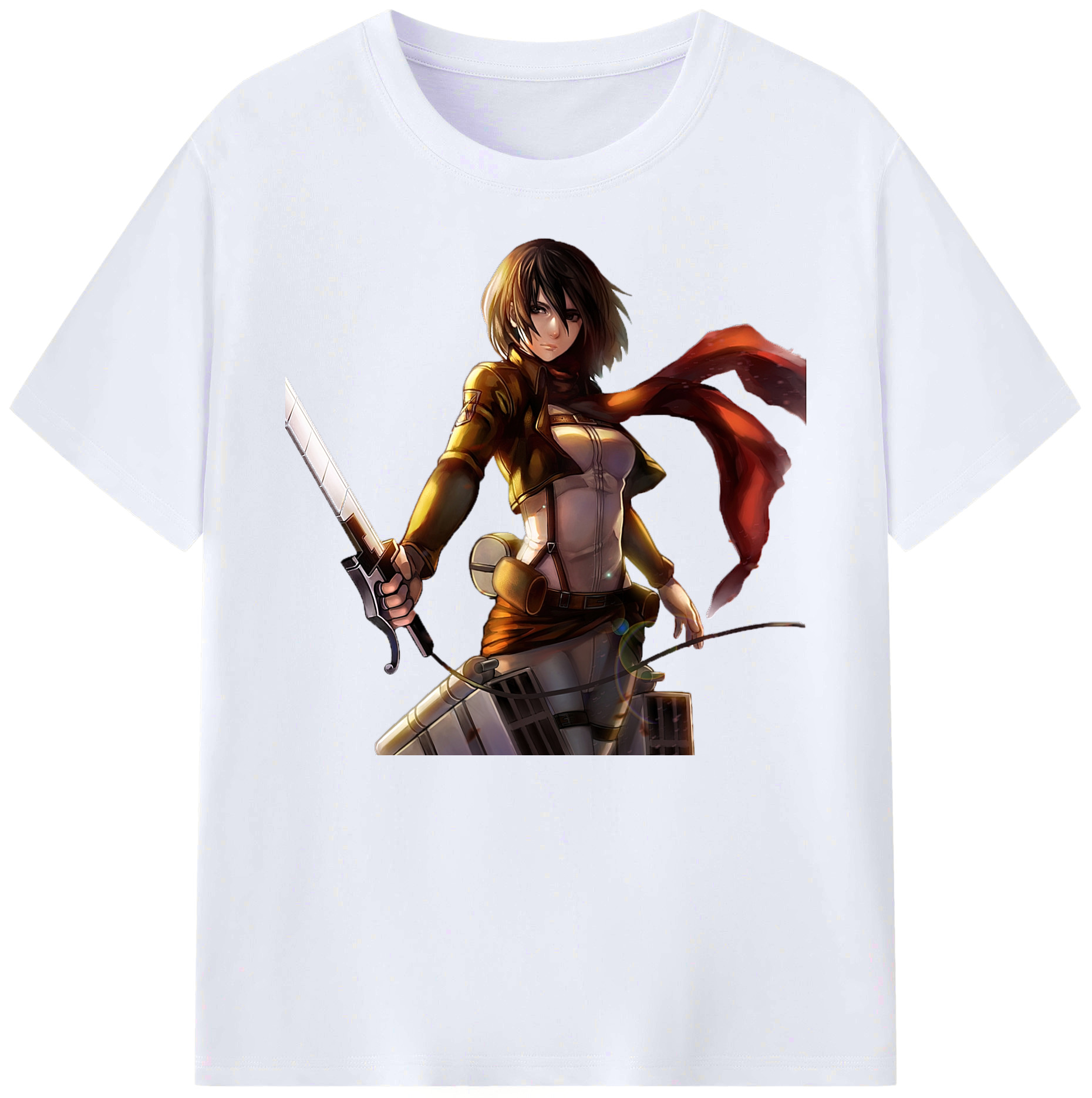 （画像用） 進撃の巨人 ミカサ·アッカーマン Attack on Titan Mikasa Ackerman 綿100％ メンズ半袖Tシャツ｜肌触りやわらか＆通気性