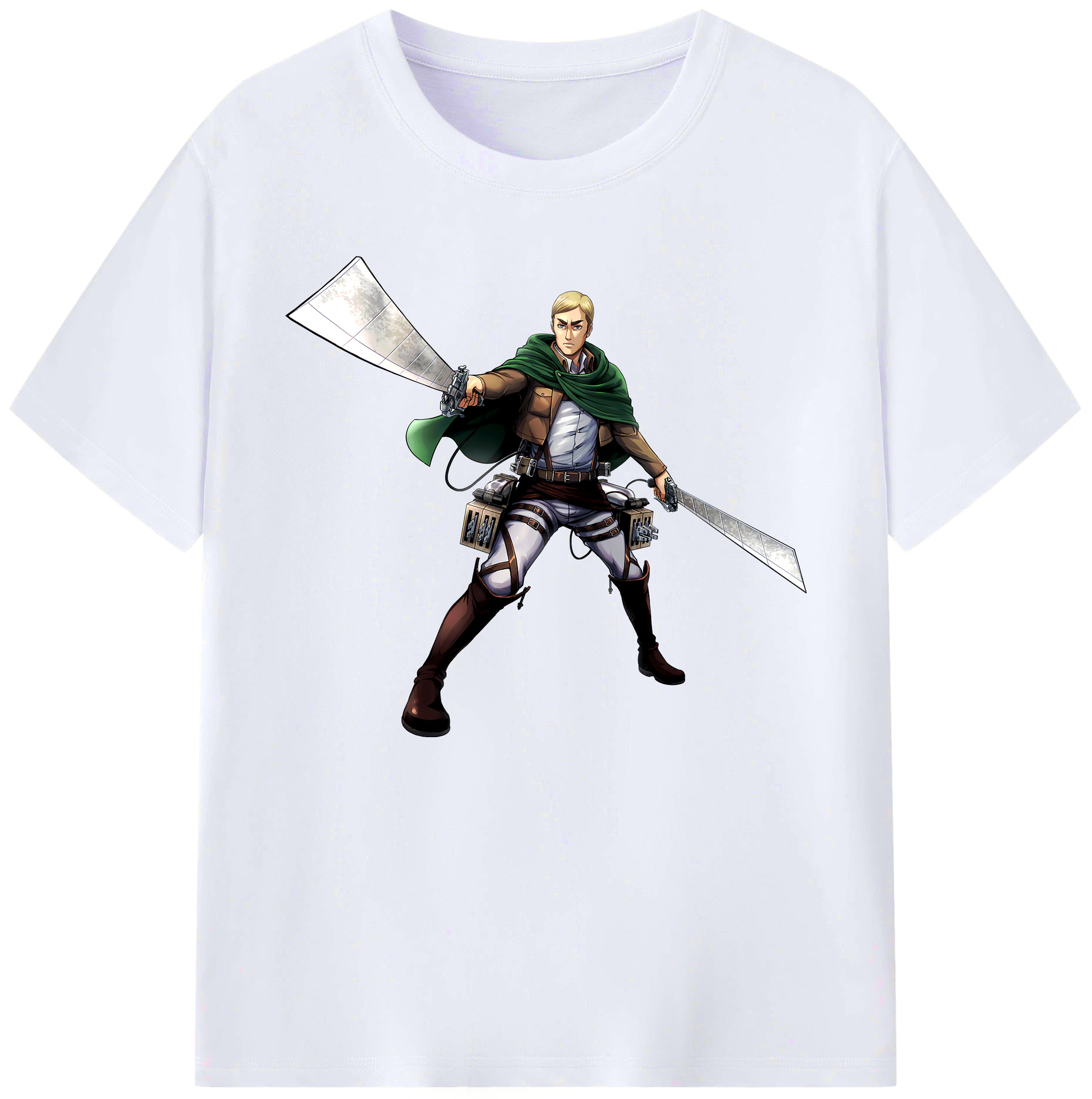 （画像用） 進撃の巨人 エルヴィン・スミス Attack on Titan Erwin Smith 綿100％ メンズ半袖Tシャツ｜肌触りやわらか＆通気性
