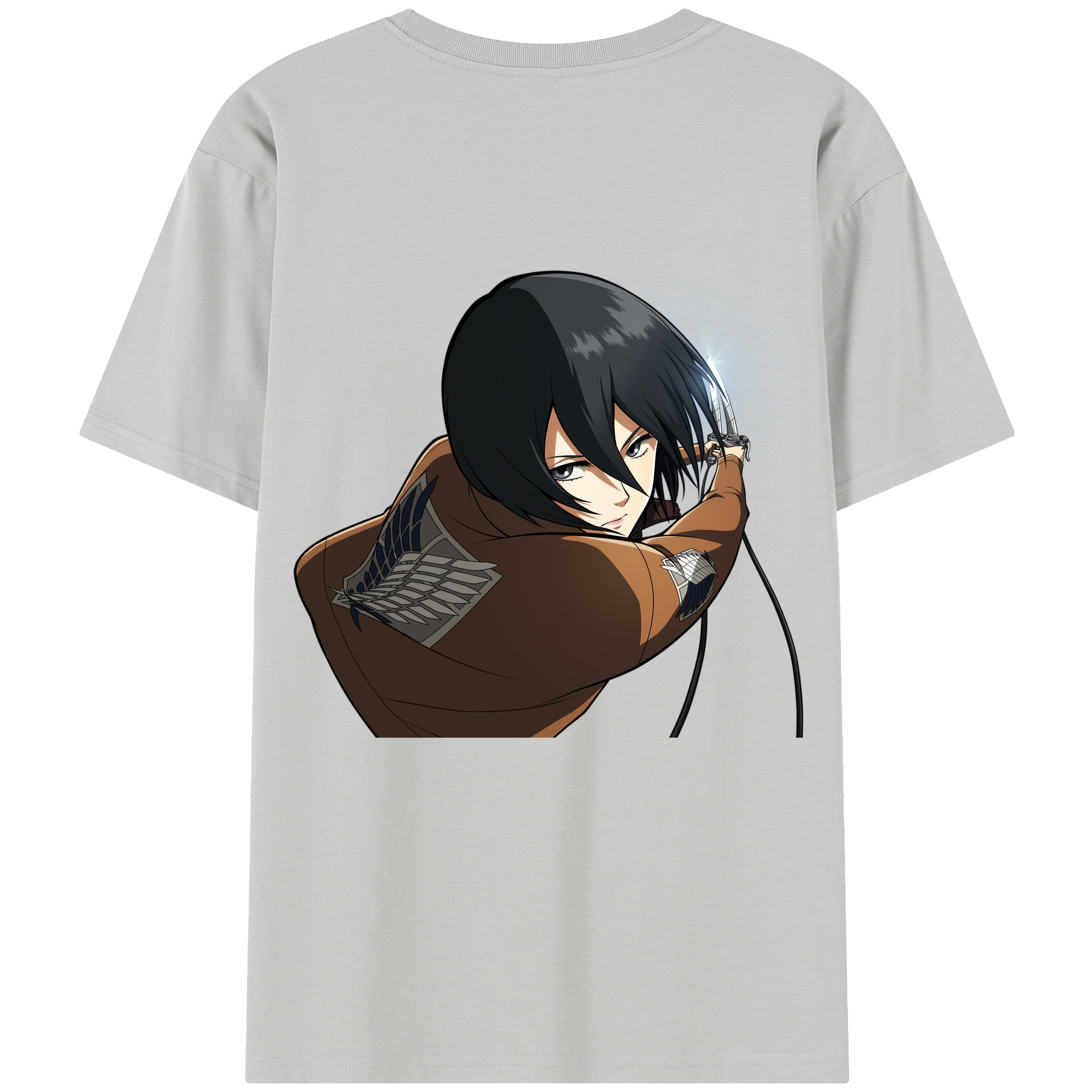 （画像用） 進撃の巨人 ミカサ·アッカーマン Attack on Titan Mikasa Ackerman レディース半袖Tシャツ(バックプリント)