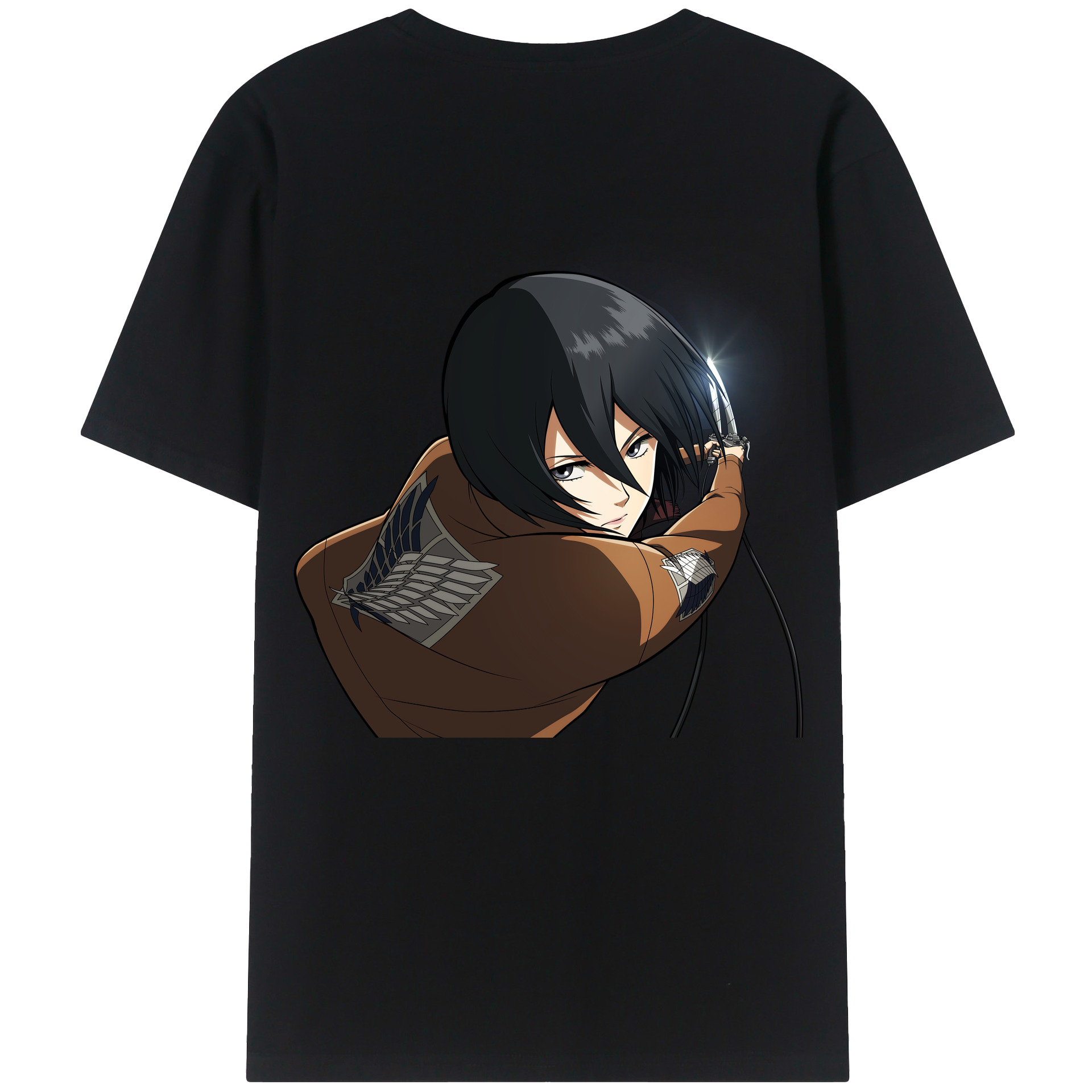 （画像用） 進撃の巨人 ミカサ·アッカーマン Attack on Titan Mikasa Ackerman レディース半袖Tシャツ(バックプリント)