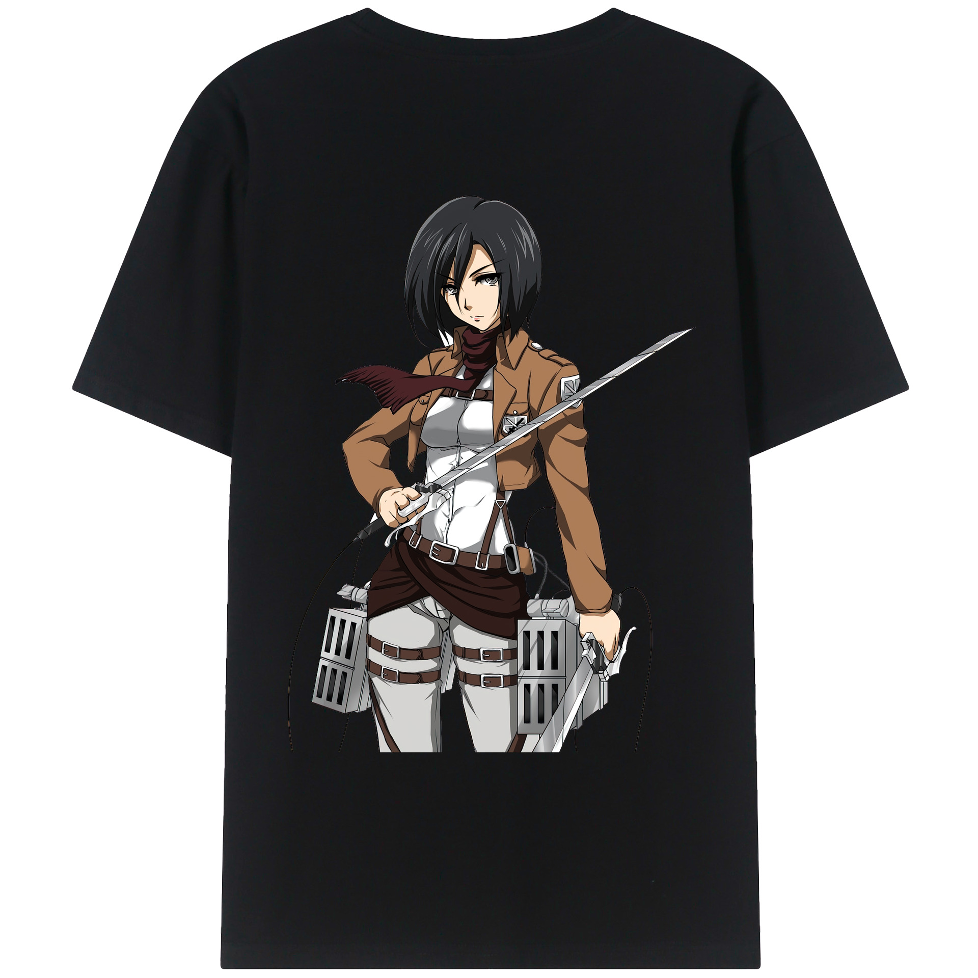 （画像用） 進撃の巨人 ミカサ·アッカーマン Attack on Titan Mikasa Ackerman レディース半袖Tシャツ(バックプリント)