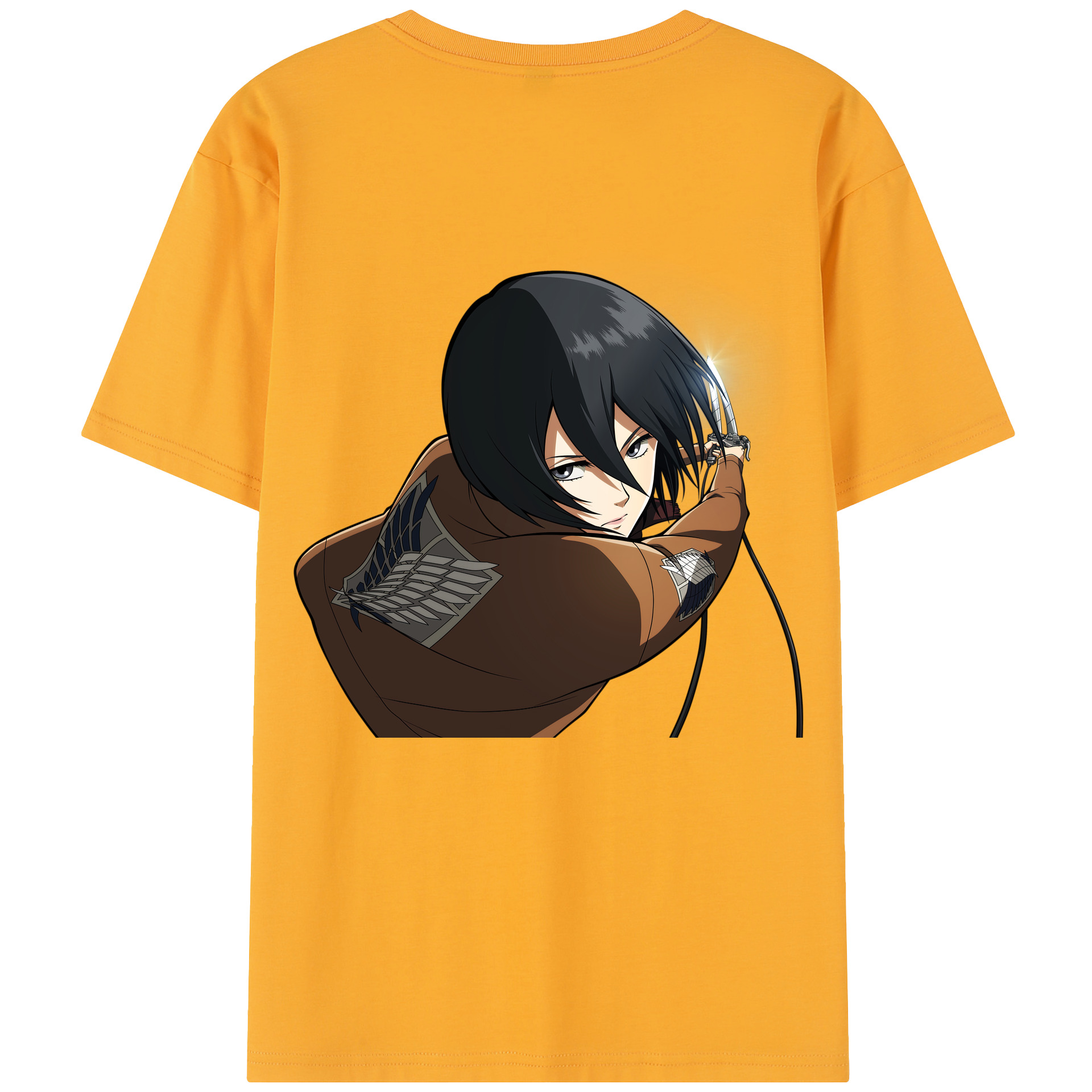 （画像用） 進撃の巨人 ミカサ·アッカーマン Attack on Titan Mikasa Ackerman レディース半袖Tシャツ(バックプリント)