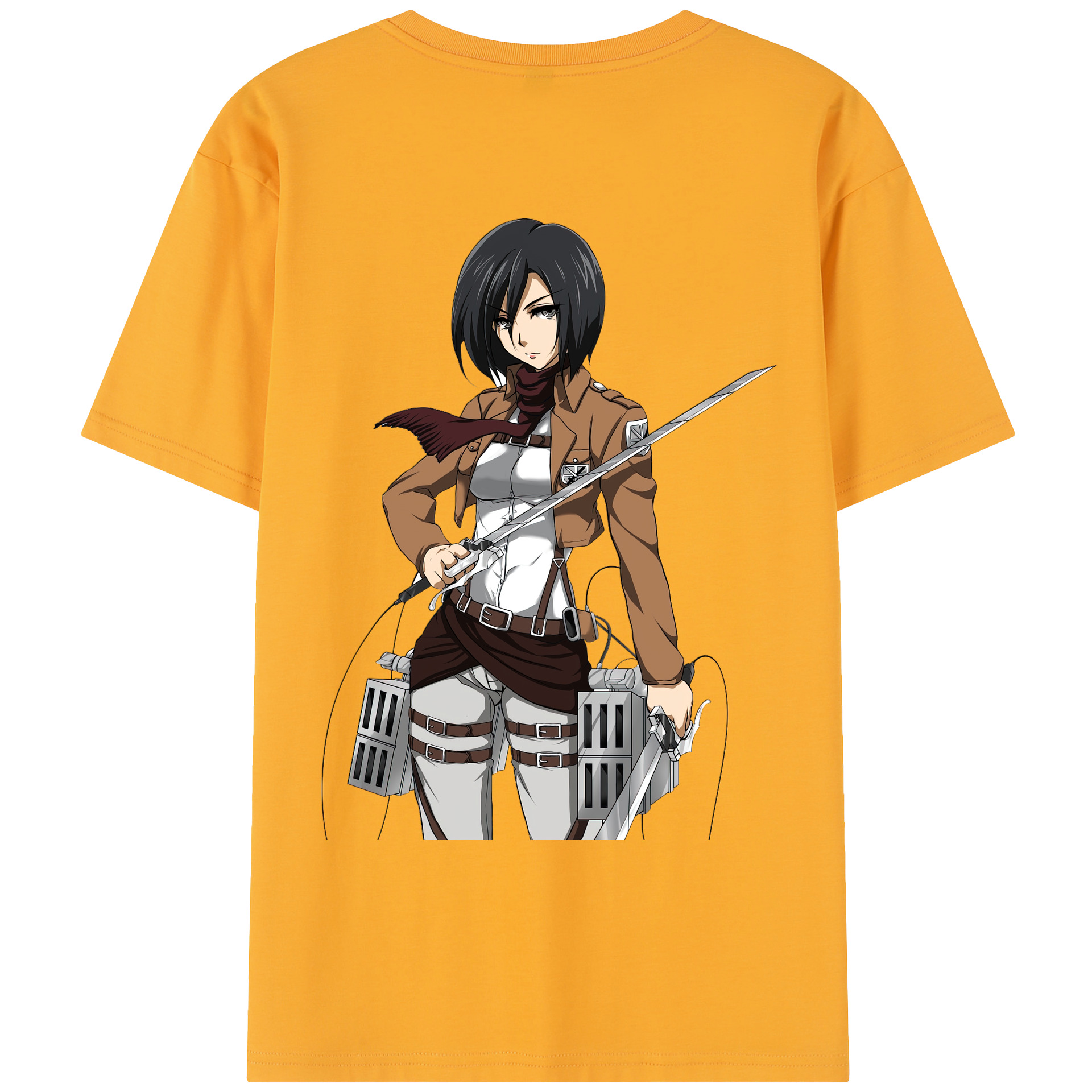 （画像用） 進撃の巨人 ミカサ·アッカーマン Attack on Titan Mikasa Ackerman レディース半袖Tシャツ(バックプリント)