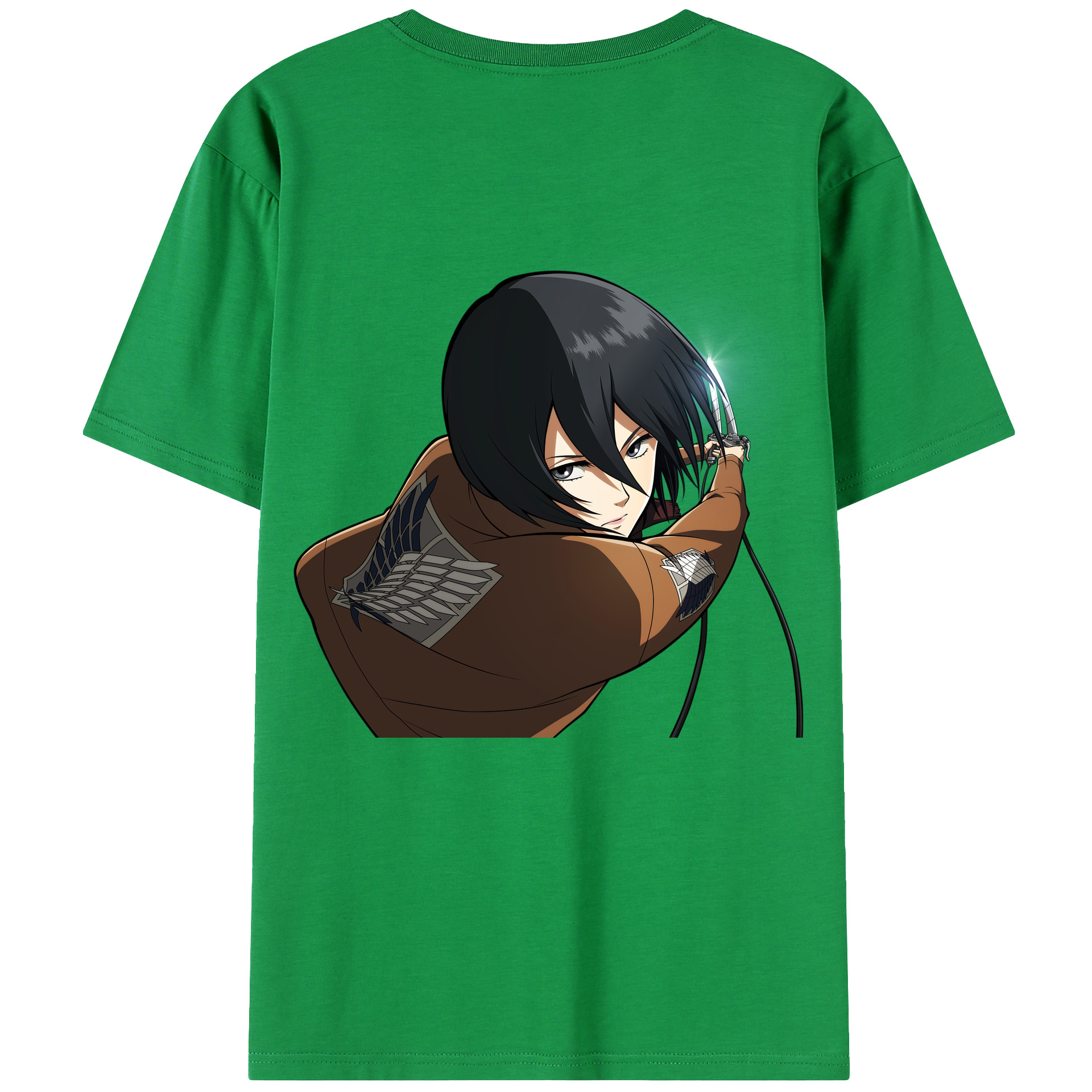 （画像用） 進撃の巨人 ミカサ·アッカーマン Attack on Titan Mikasa Ackerman レディース半袖Tシャツ(バックプリント)