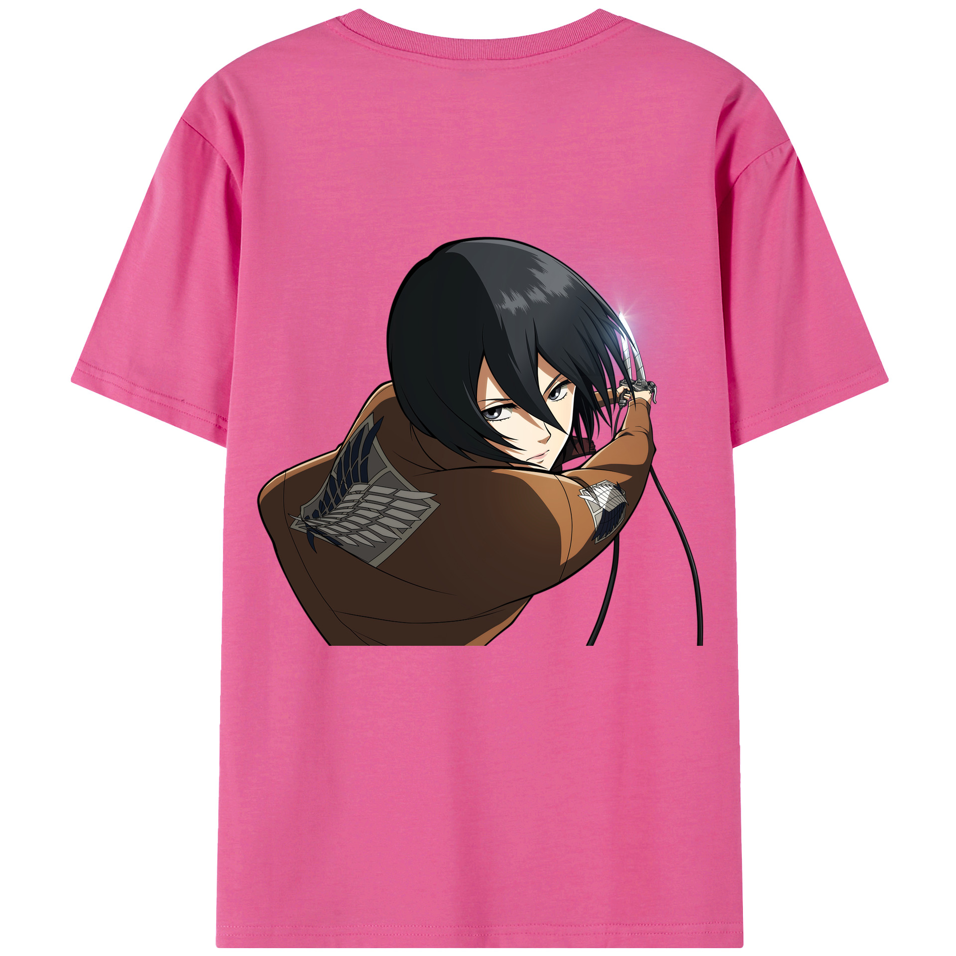 （画像用） 進撃の巨人 ミカサ·アッカーマン Attack on Titan Mikasa Ackerman レディース半袖Tシャツ(バックプリント)