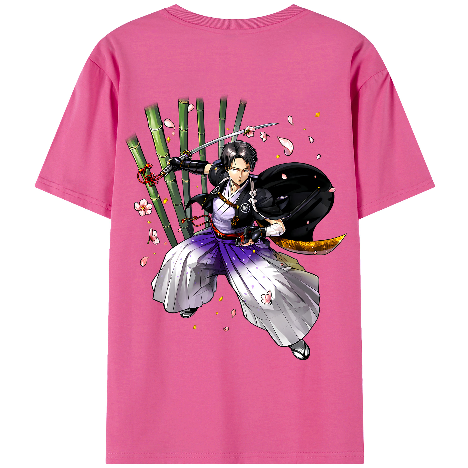 （画像用） 進撃の巨人 リヴァイ·アッカーマン Attack on Titan Levi Ackerman レディース半袖Tシャツ(バックプリント)