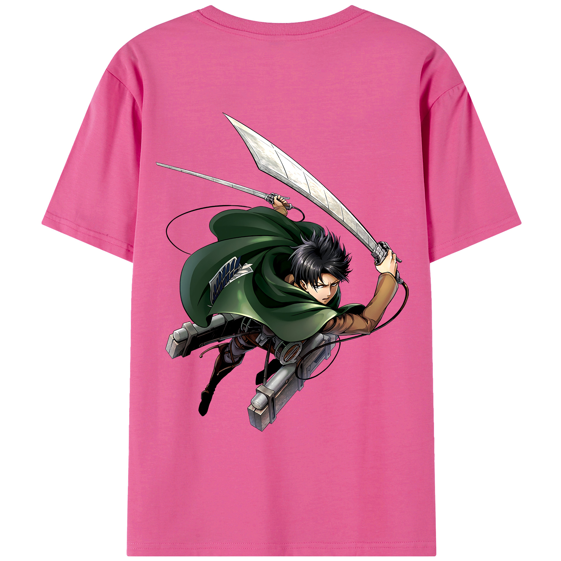 （画像用） 進撃の巨人 リヴァイ·アッカーマン Attack on Titan Levi Ackerman レディース半袖Tシャツ(バックプリント)