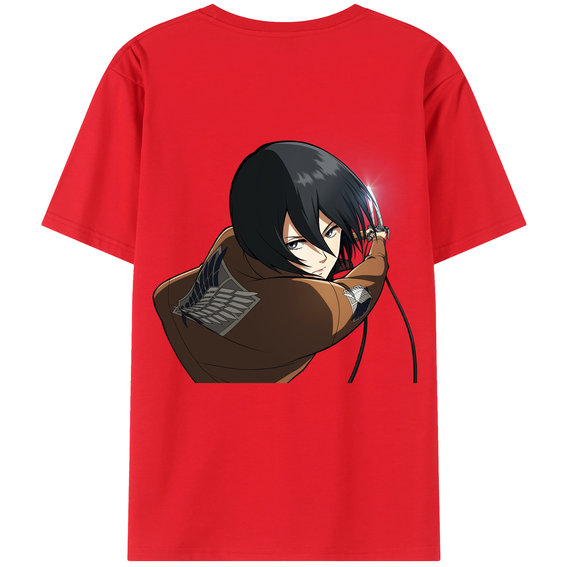 （画像用） 進撃の巨人 ミカサ·アッカーマン Attack on Titan Mikasa Ackerman レディース半袖Tシャツ(バックプリント)
