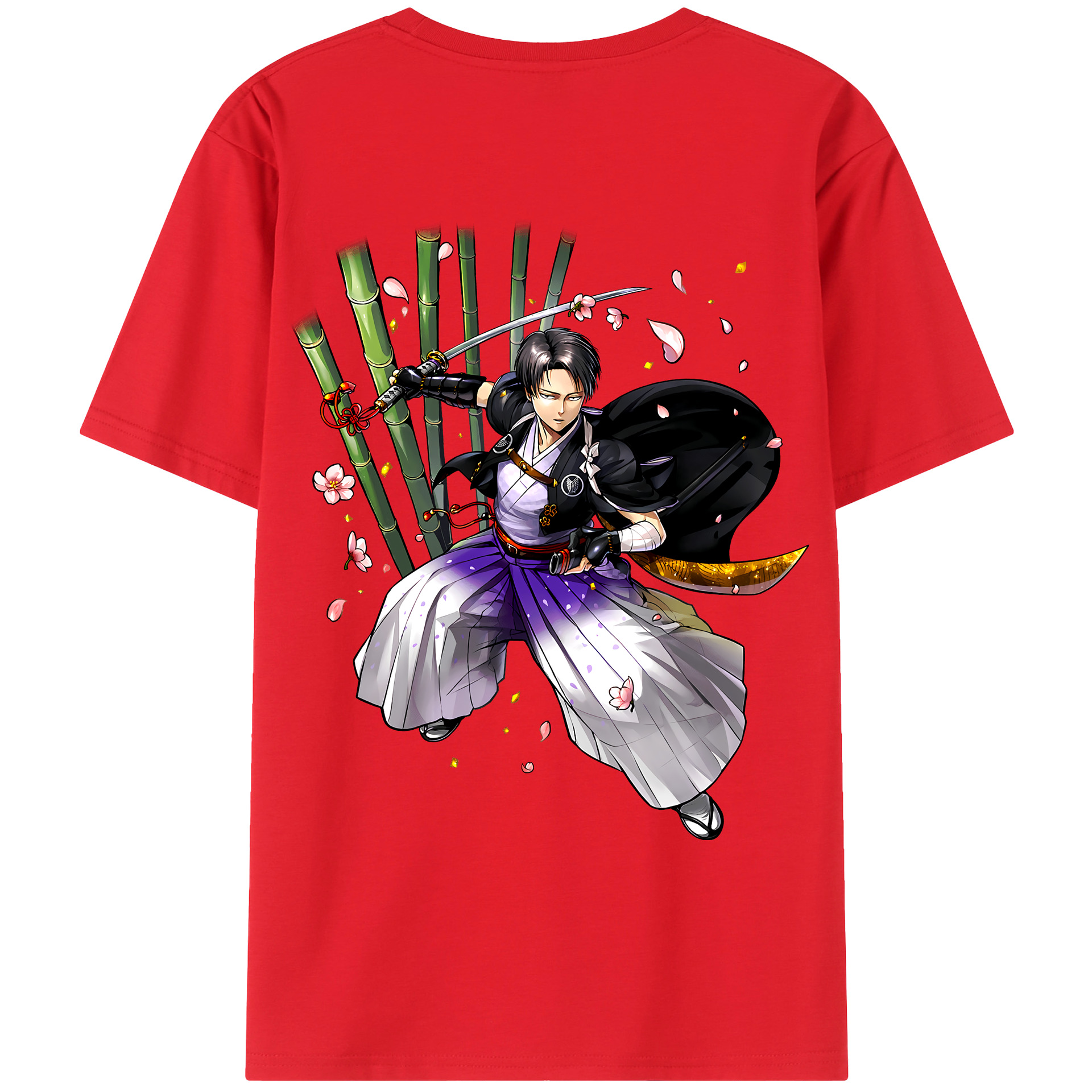 （画像用） 進撃の巨人 リヴァイ·アッカーマン Attack on Titan Levi Ackerman レディース半袖Tシャツ(バックプリント)